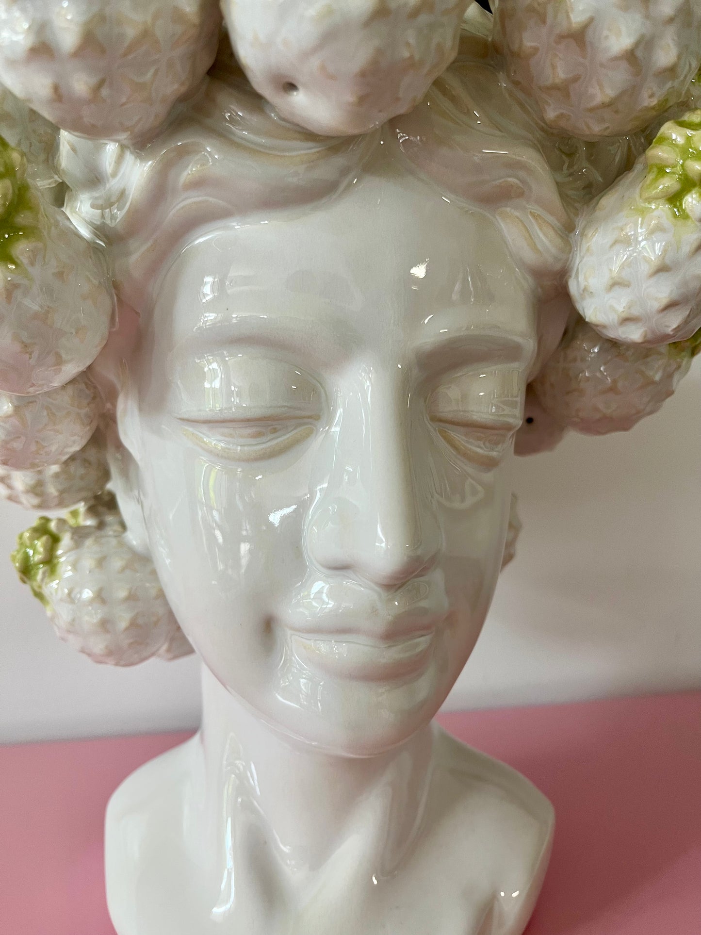 Pretty Pineapple Green & White Vase