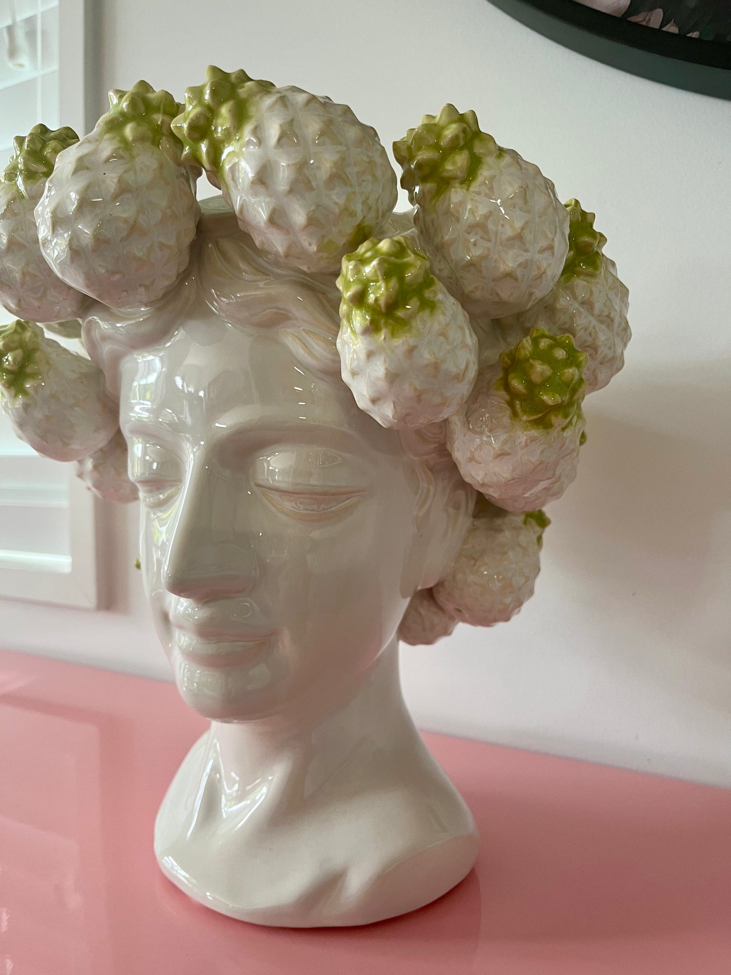 Pretty Pineapple Green & White Vase