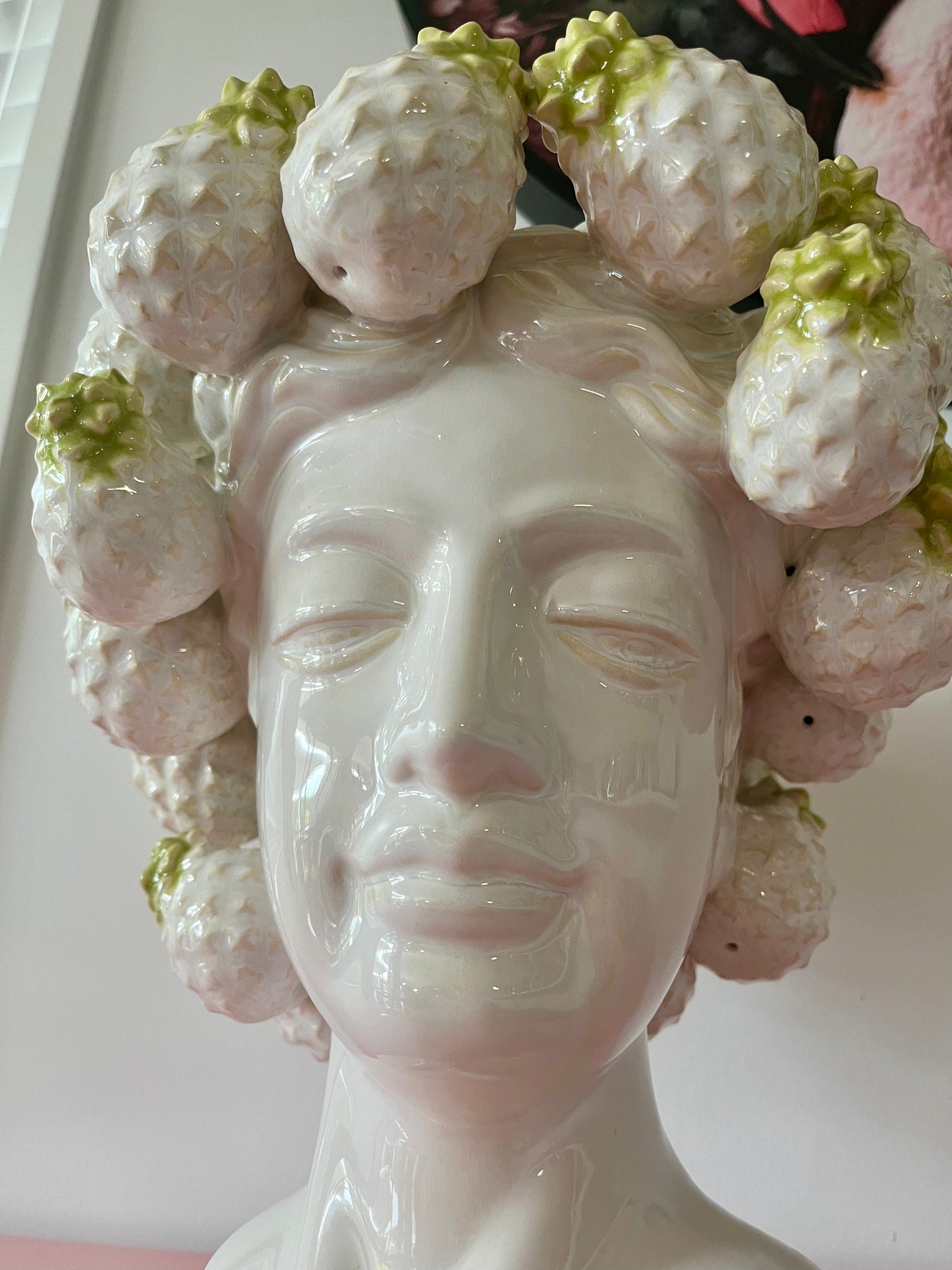 Pretty Pineapple Green & White Vase