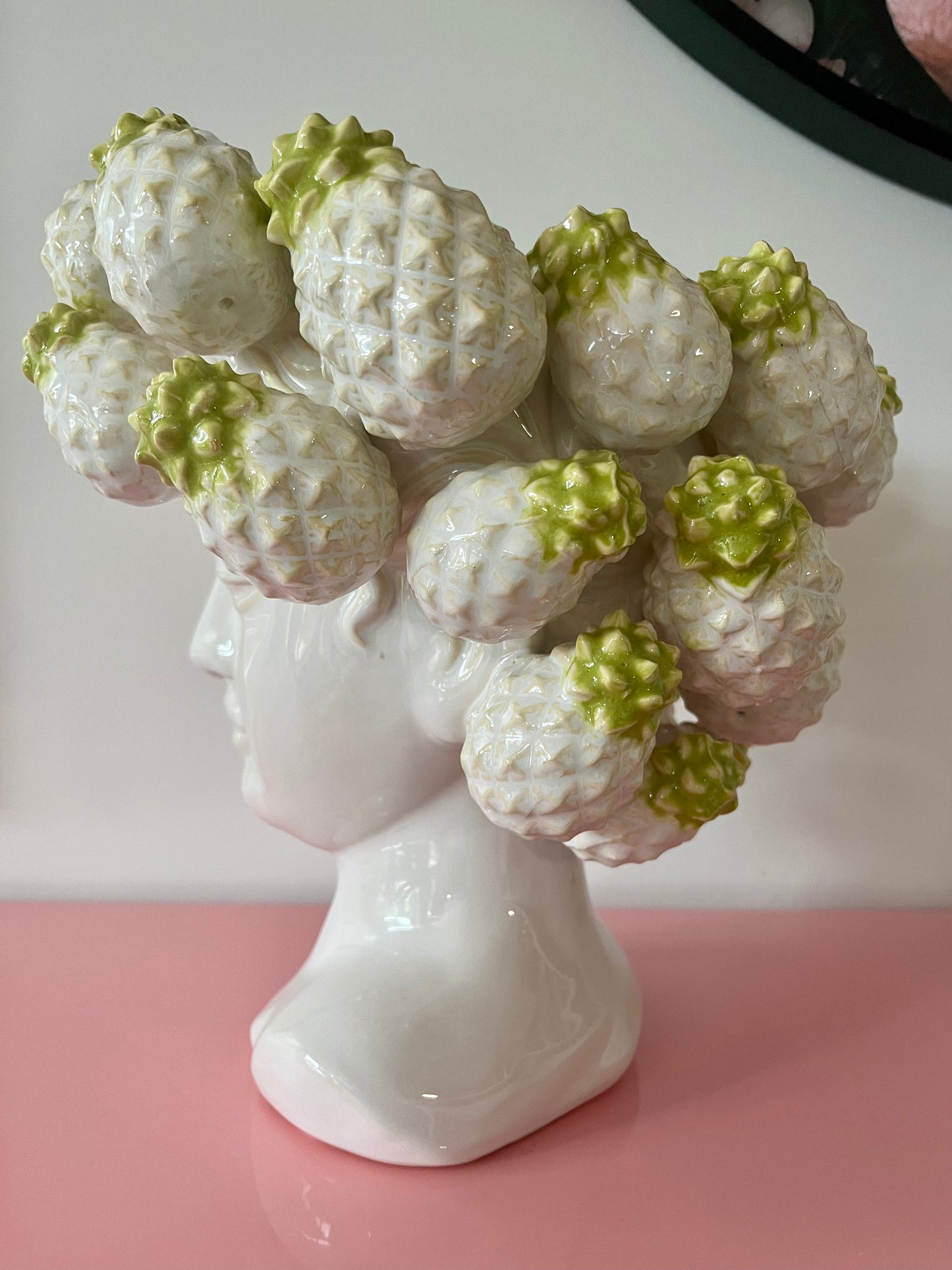 Pretty Pineapple Green & White Vase