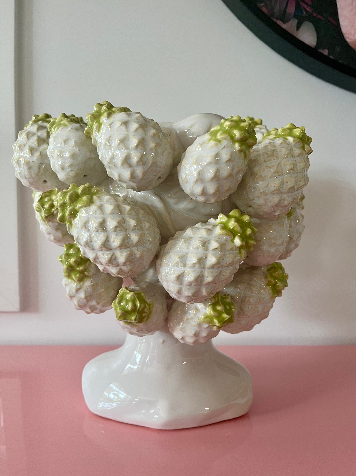 Pretty Pineapple Green & White Vase