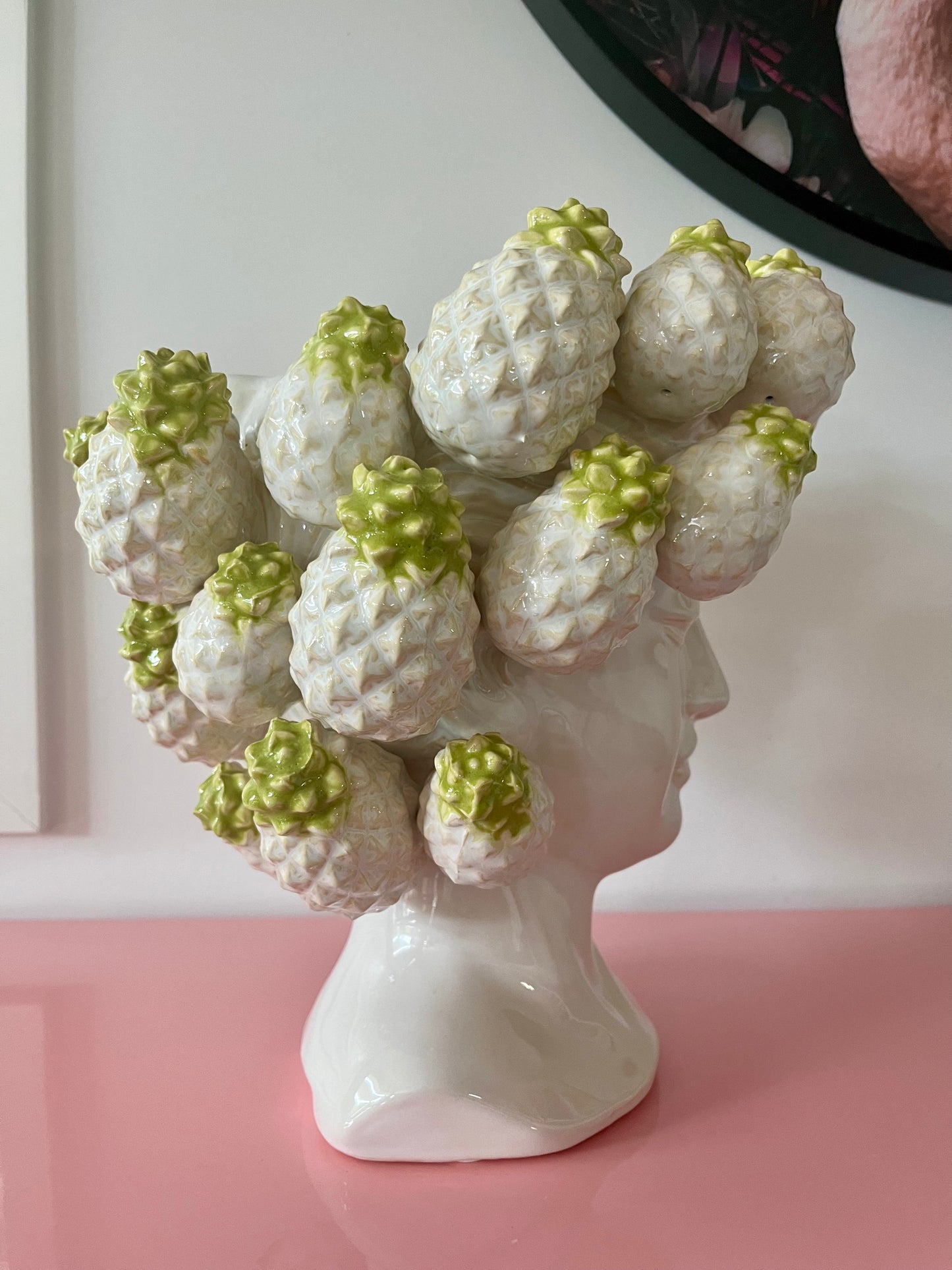 Pretty Pineapple Green & White Vase