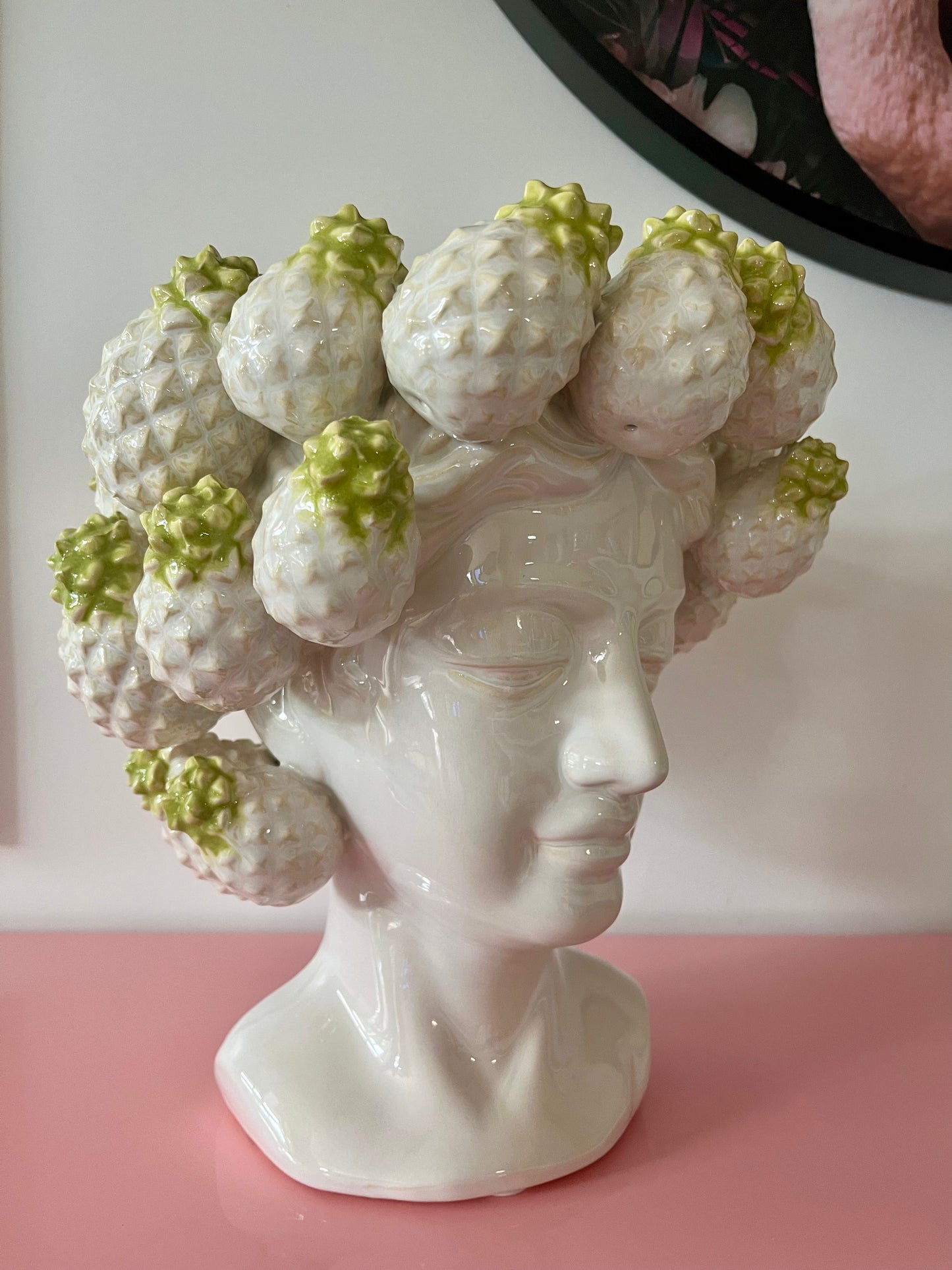 Pretty Pineapple Green & White Vase