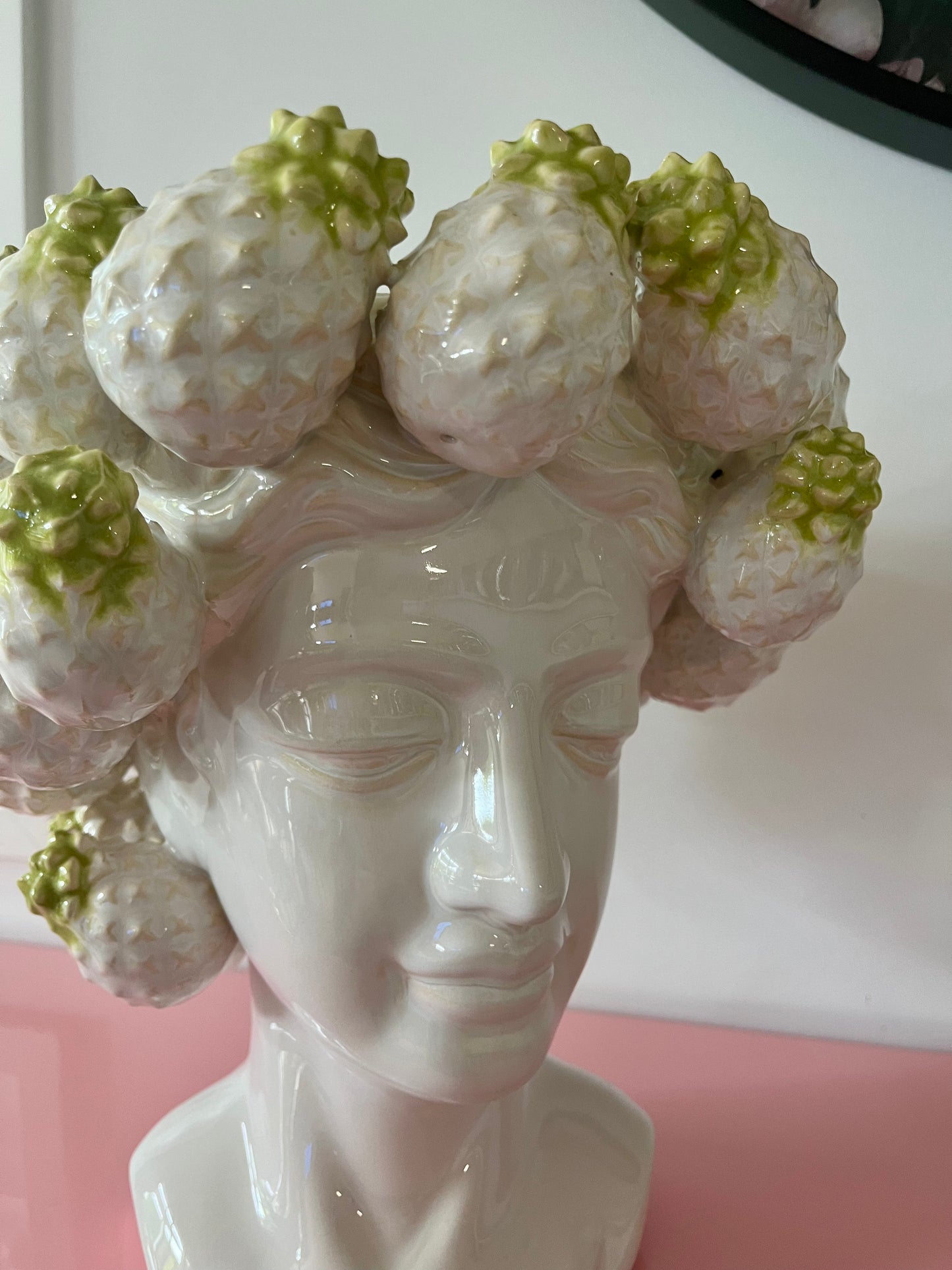 Pretty Pineapple Green & White Vase