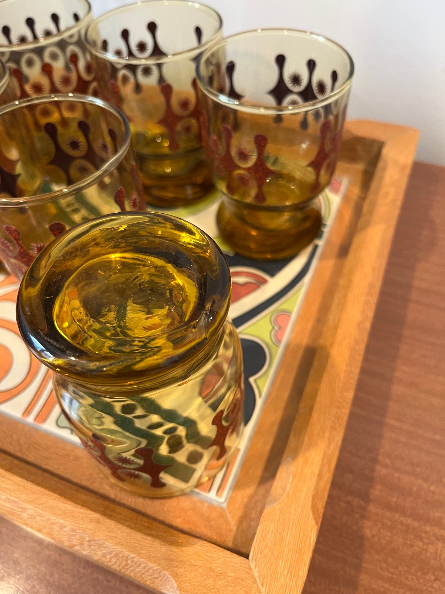 Retro Amber Glasses x 6