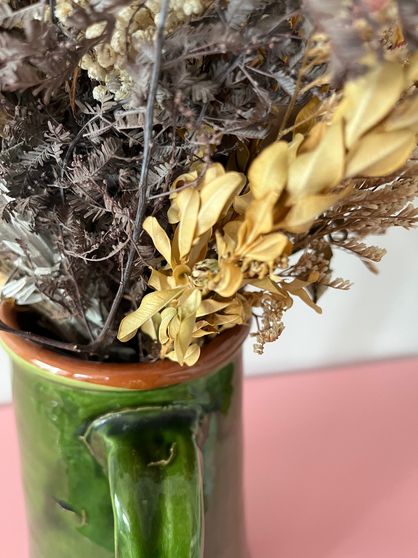 Gorgeous Green Jug with Faux Flowers