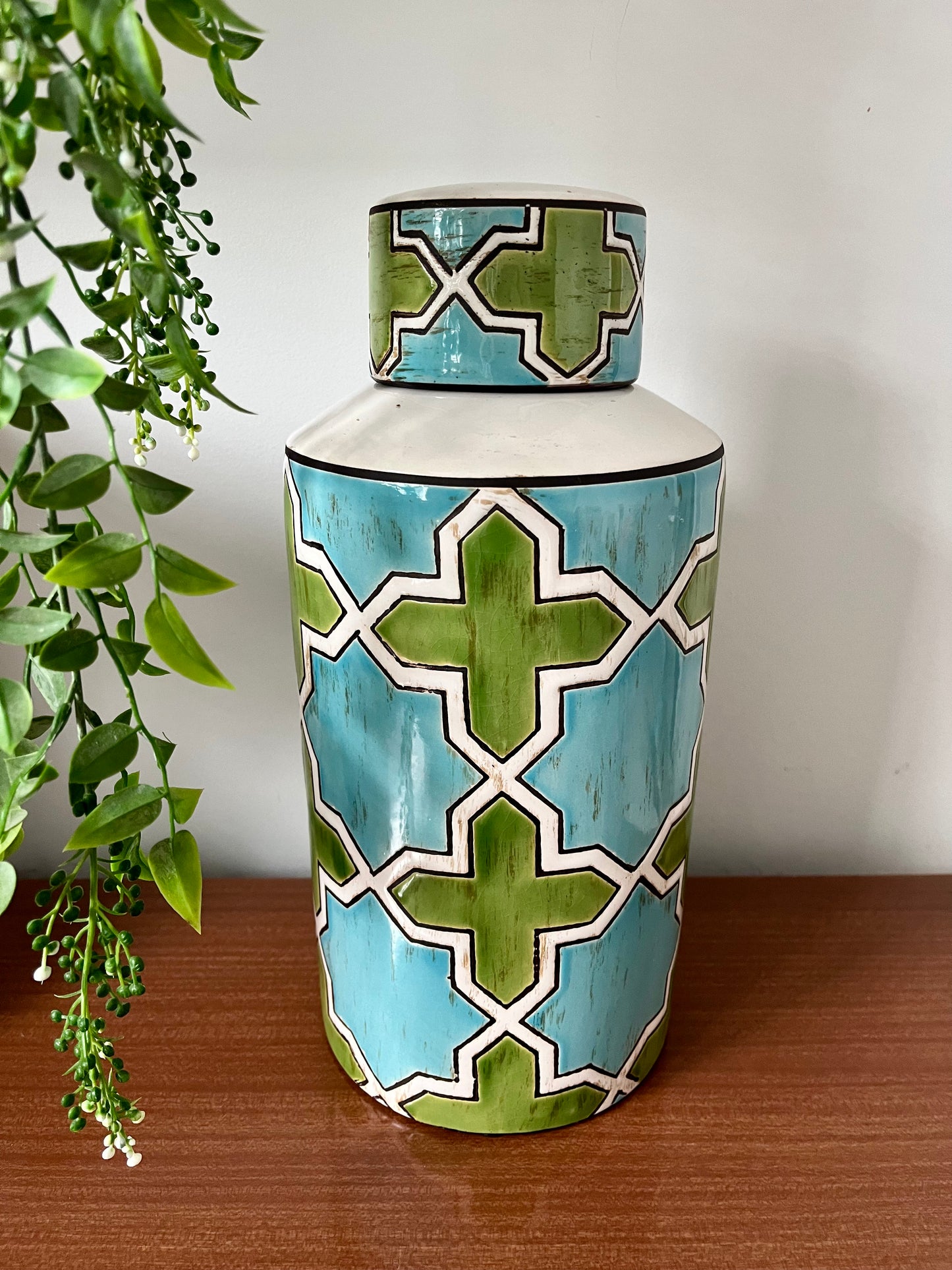 Green & Aqua Ginger Jar