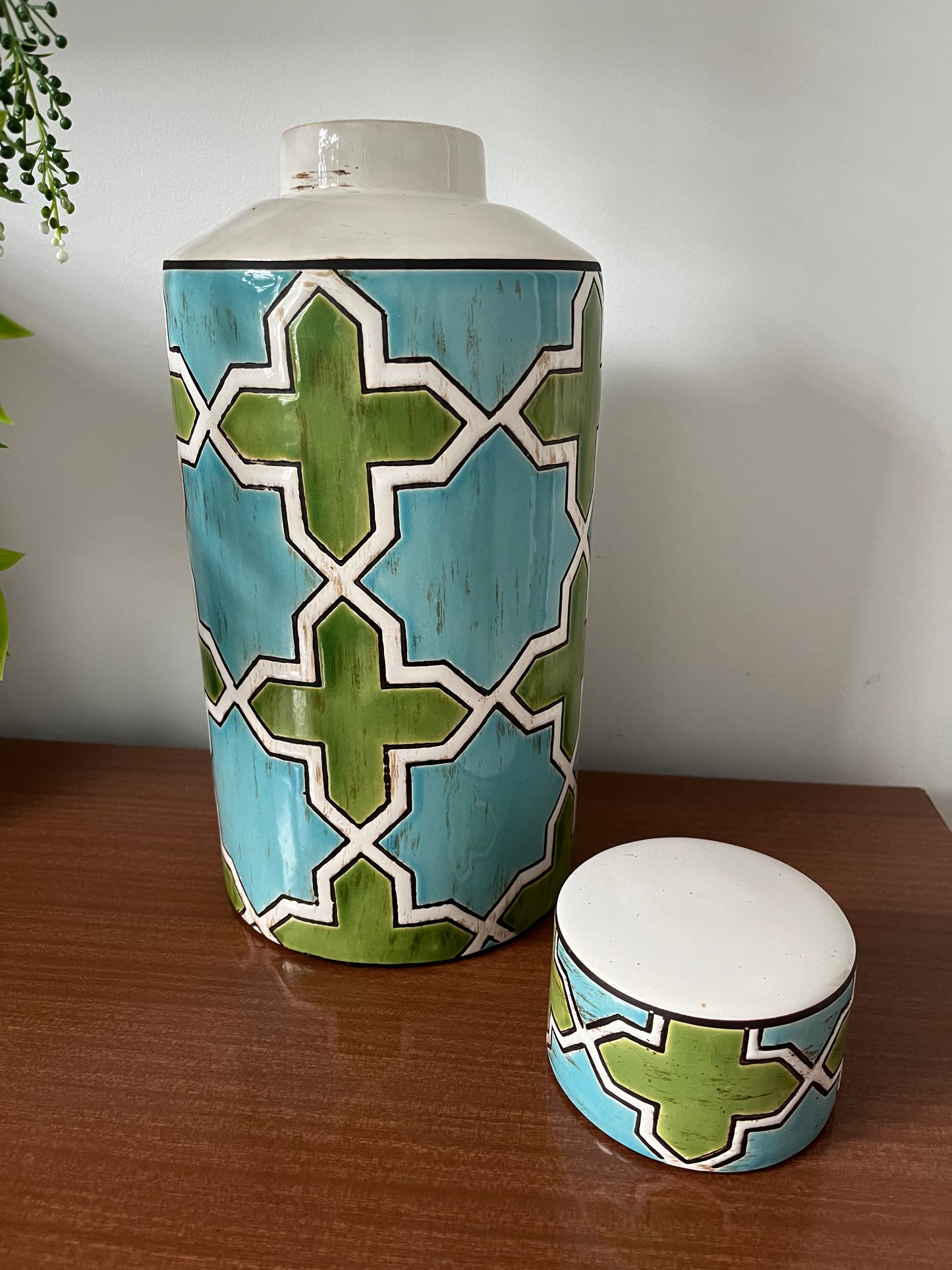 Green & Aqua Ginger Jar