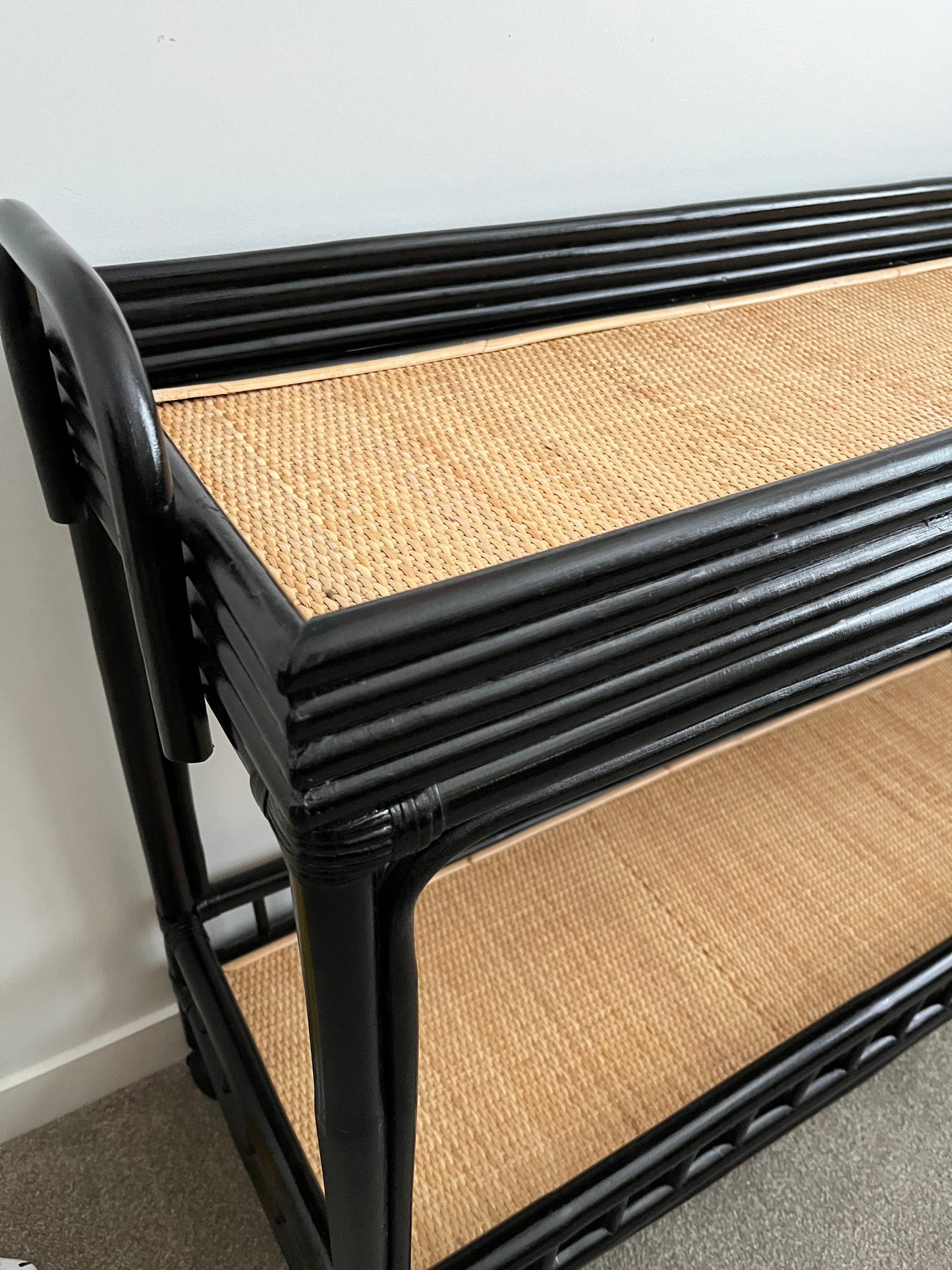 Gorgeous Rattan Bar Cart/ Display Shelf