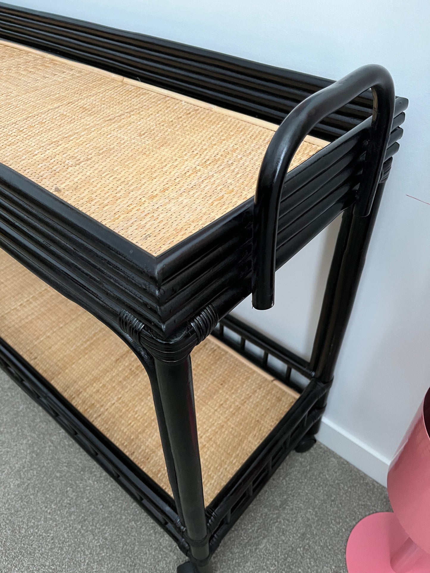 Gorgeous Rattan Bar Cart/ Display Shelf