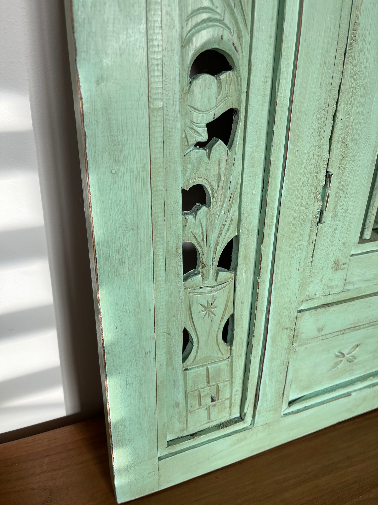 Beautiful Indonesian Carved Shutter Mirror