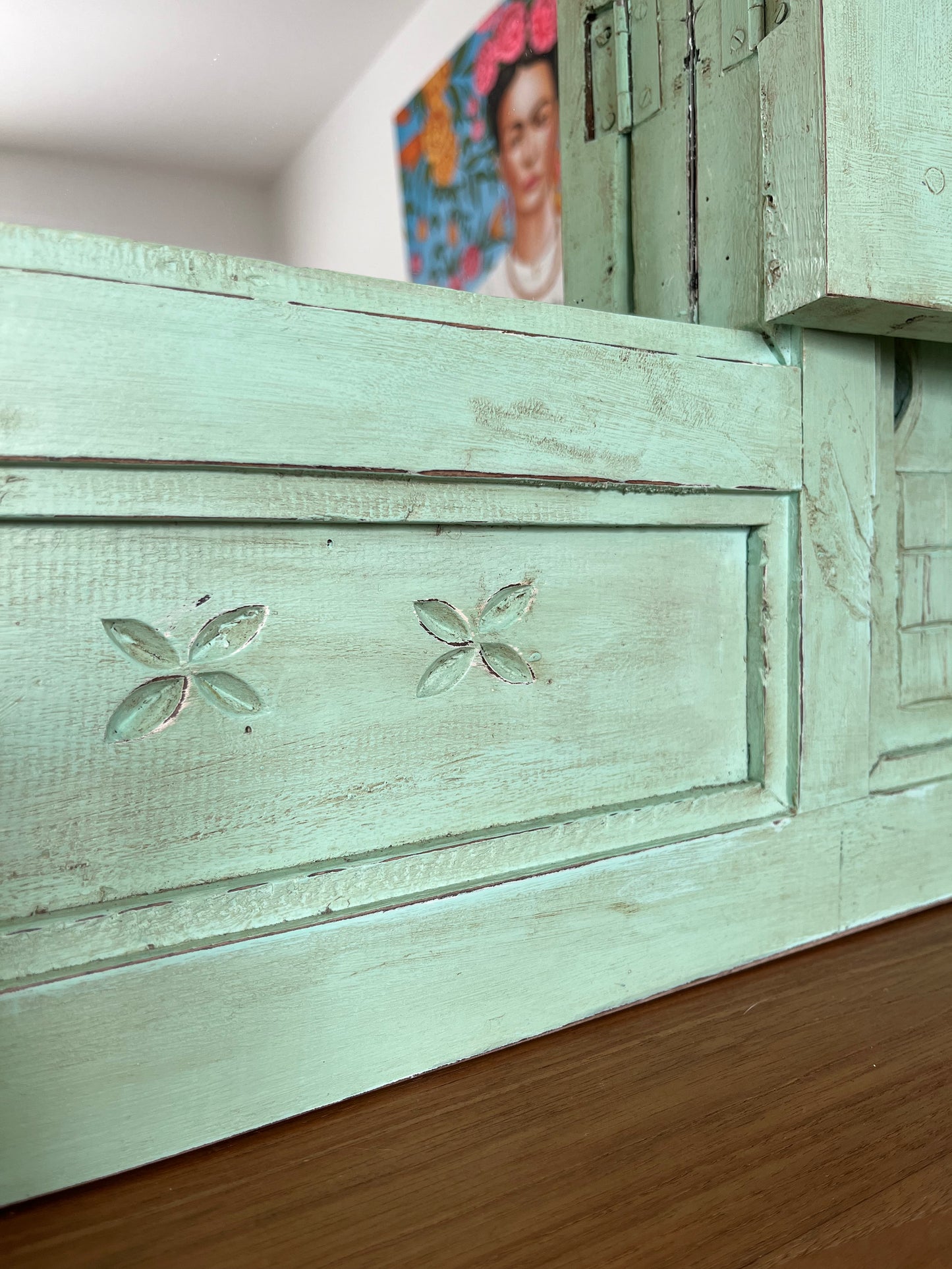 Beautiful Indonesian Carved Shutter Mirror