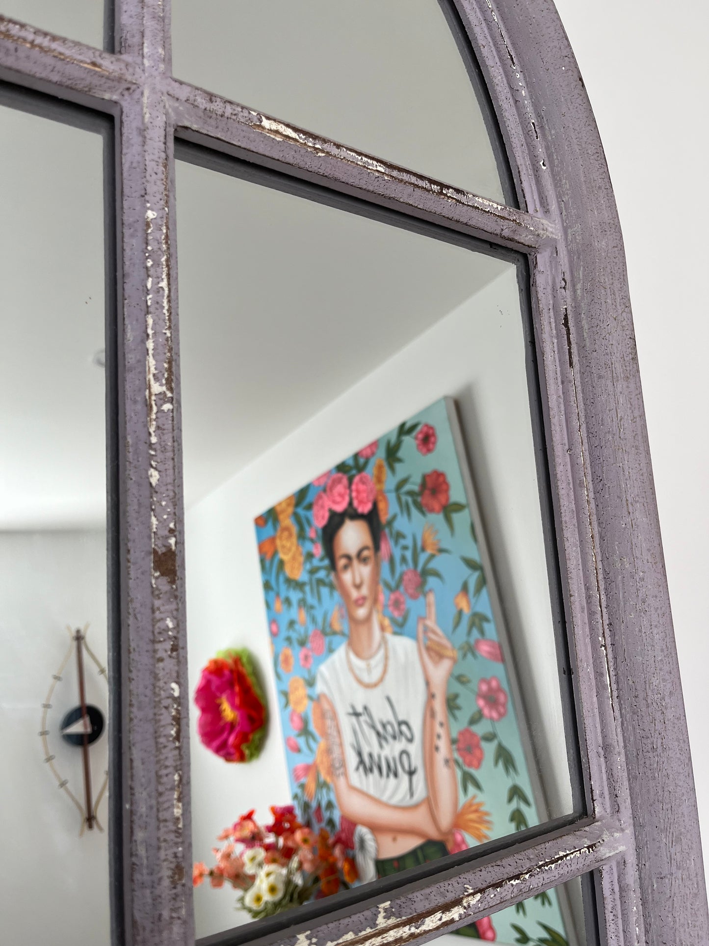 Beautiful Large Vintage Wooden Arch Mirror