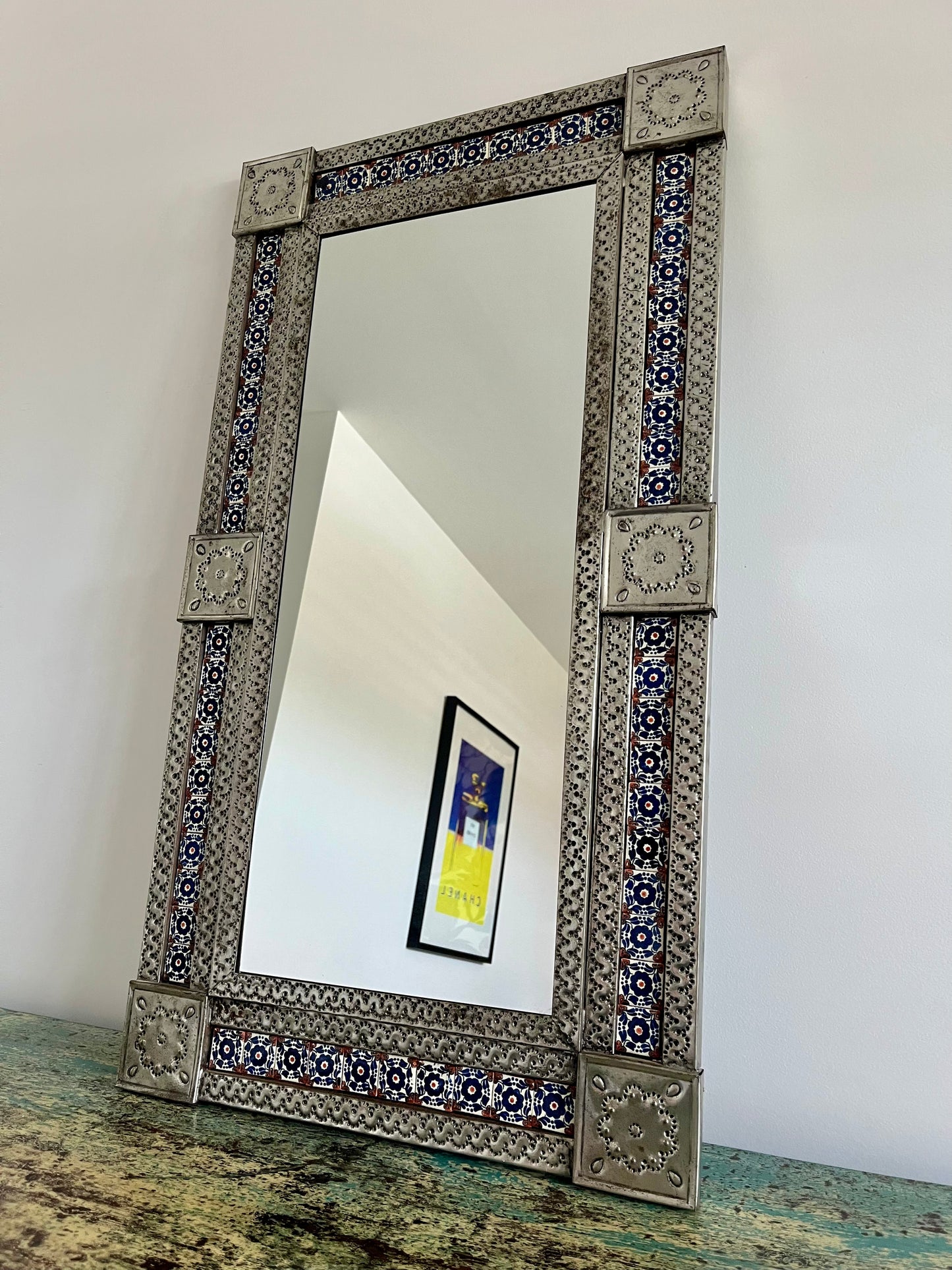 Gorgeous Mexican Tin & Tiled Mirror