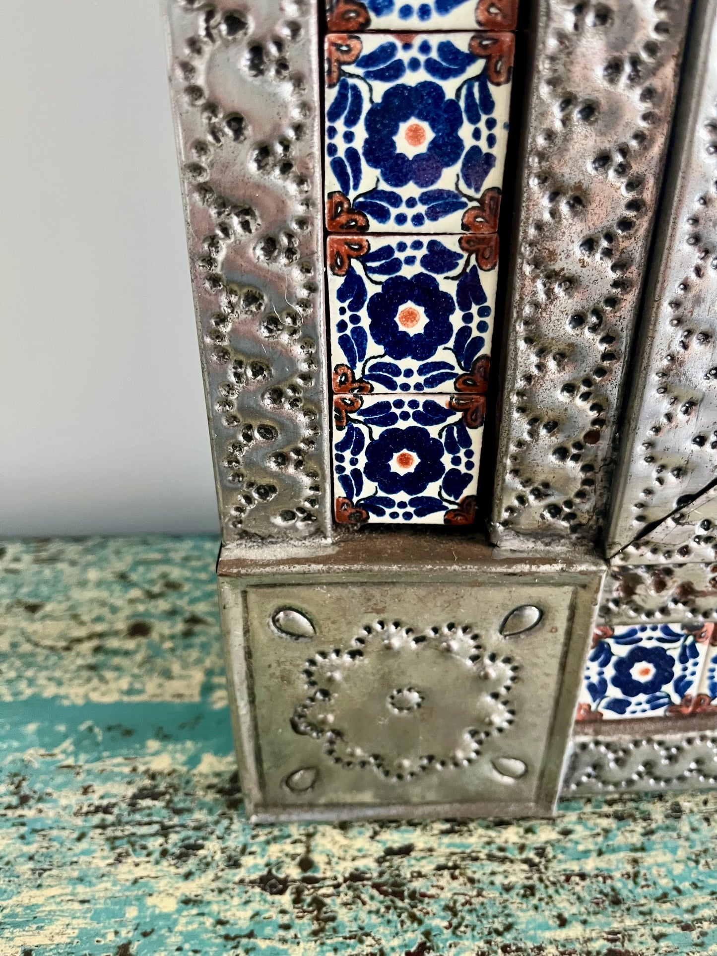 Gorgeous Mexican Tin & Tiled Mirror