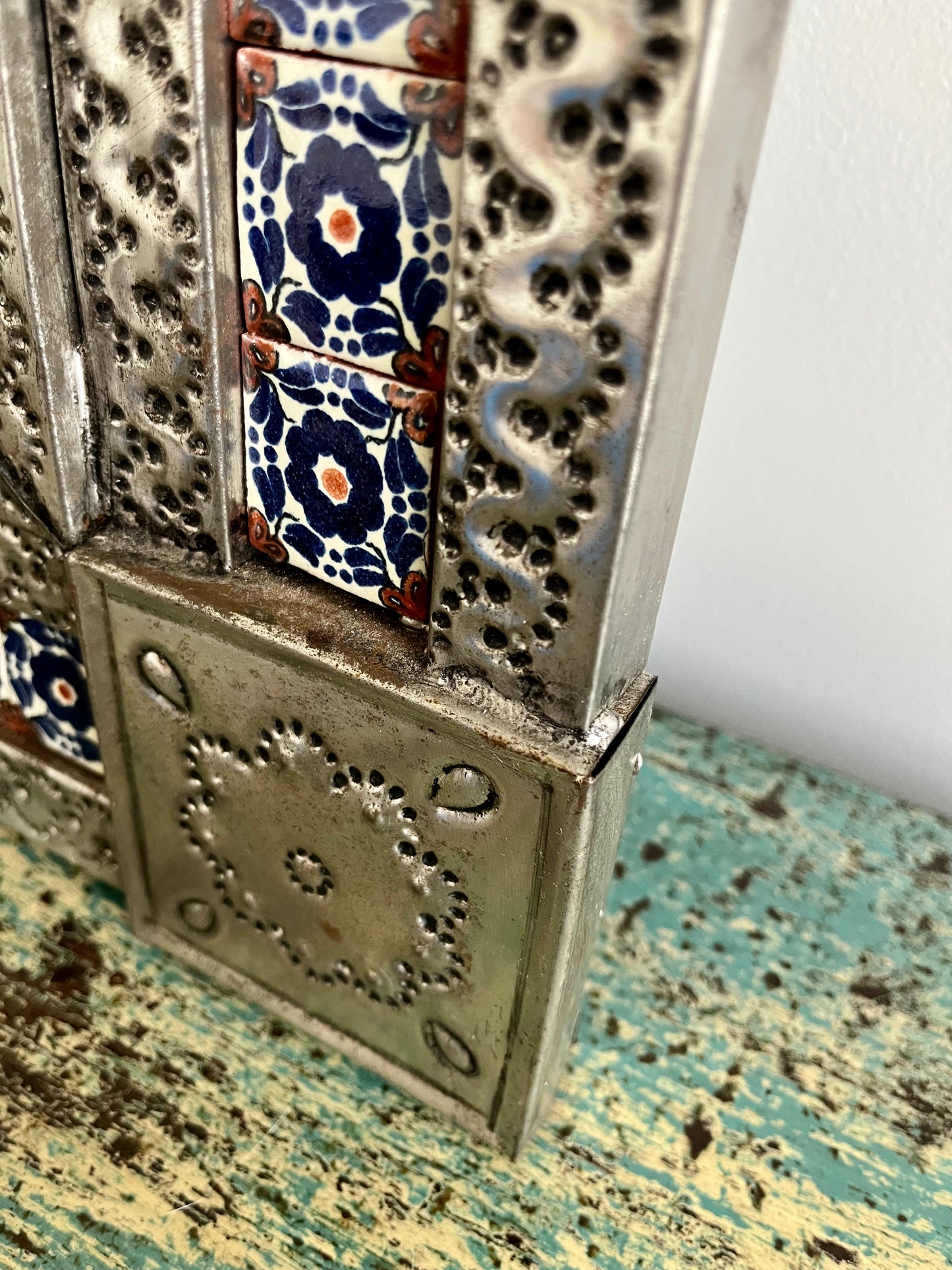 Gorgeous Mexican Tin & Tiled Mirror