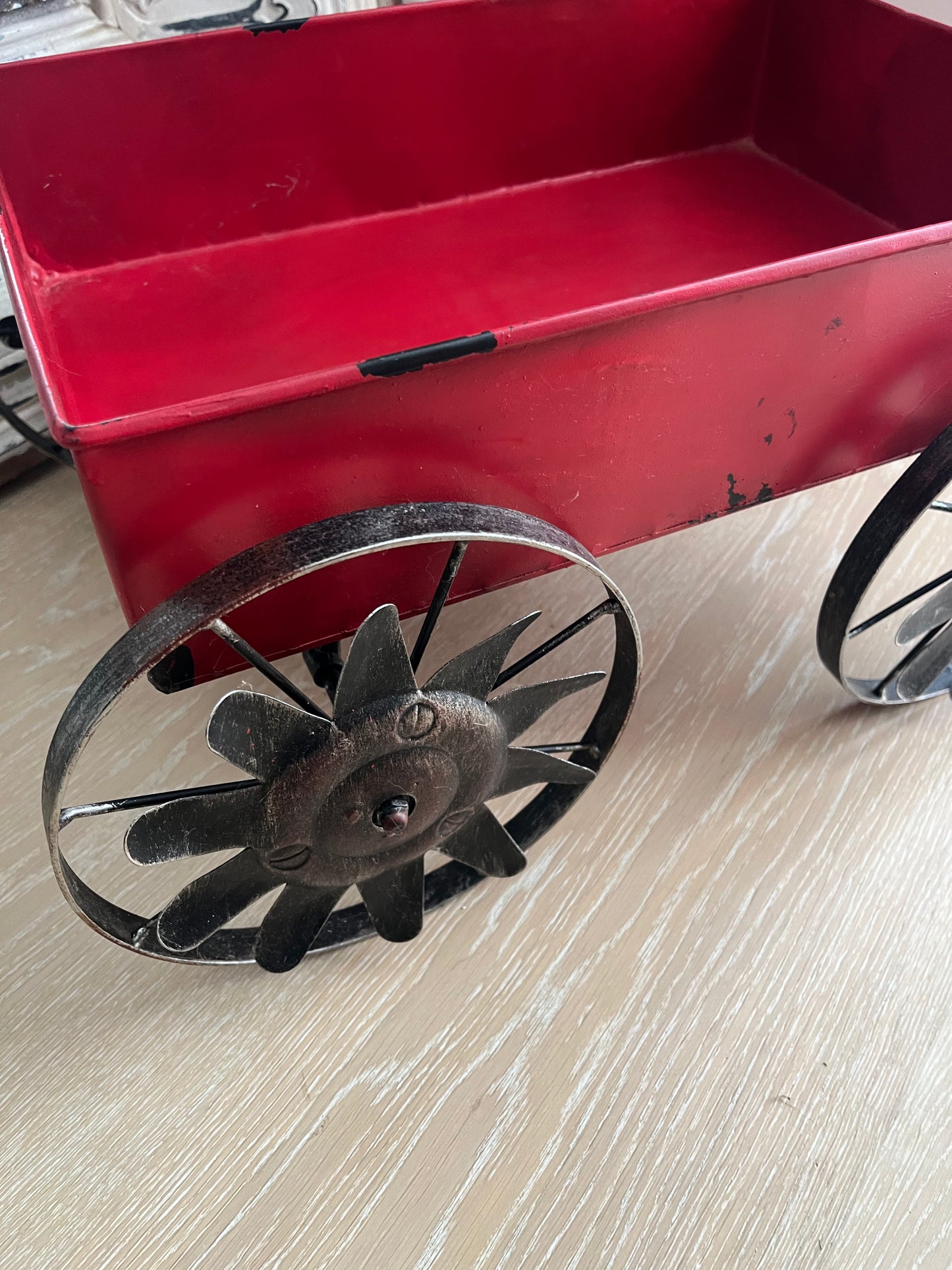Rustic Red Decorative Metal Wagon