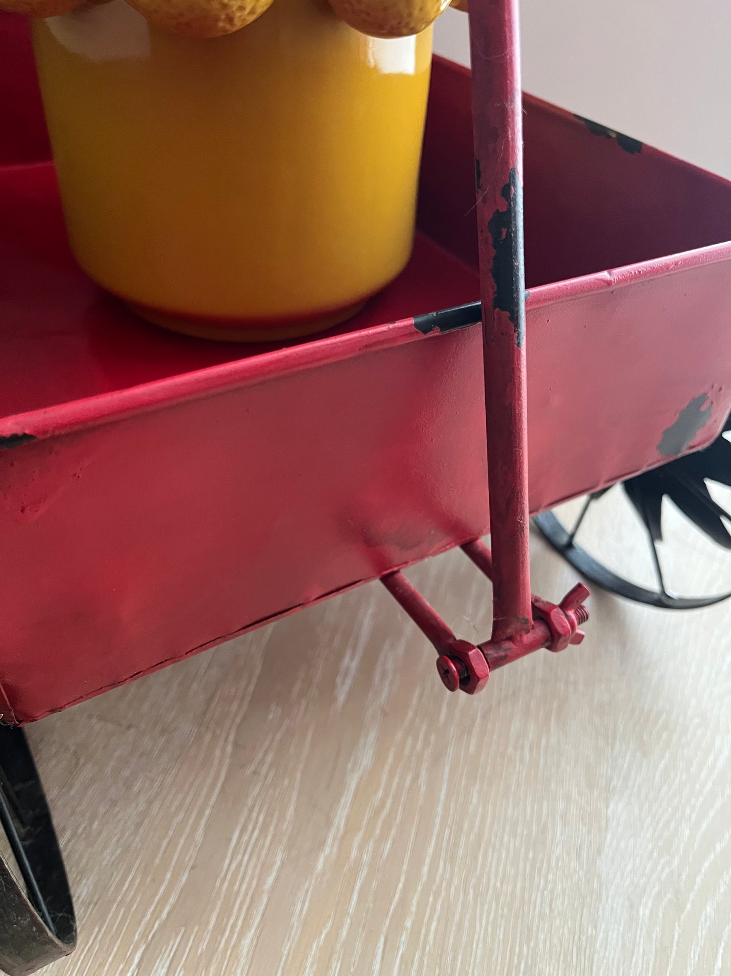 Rustic Red Decorative Metal Wagon