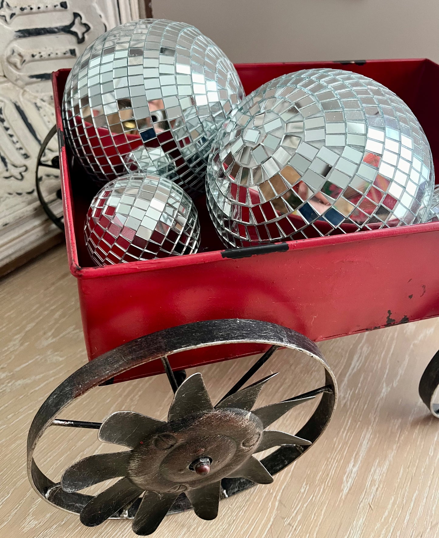 Rustic Red Decorative Metal Wagon