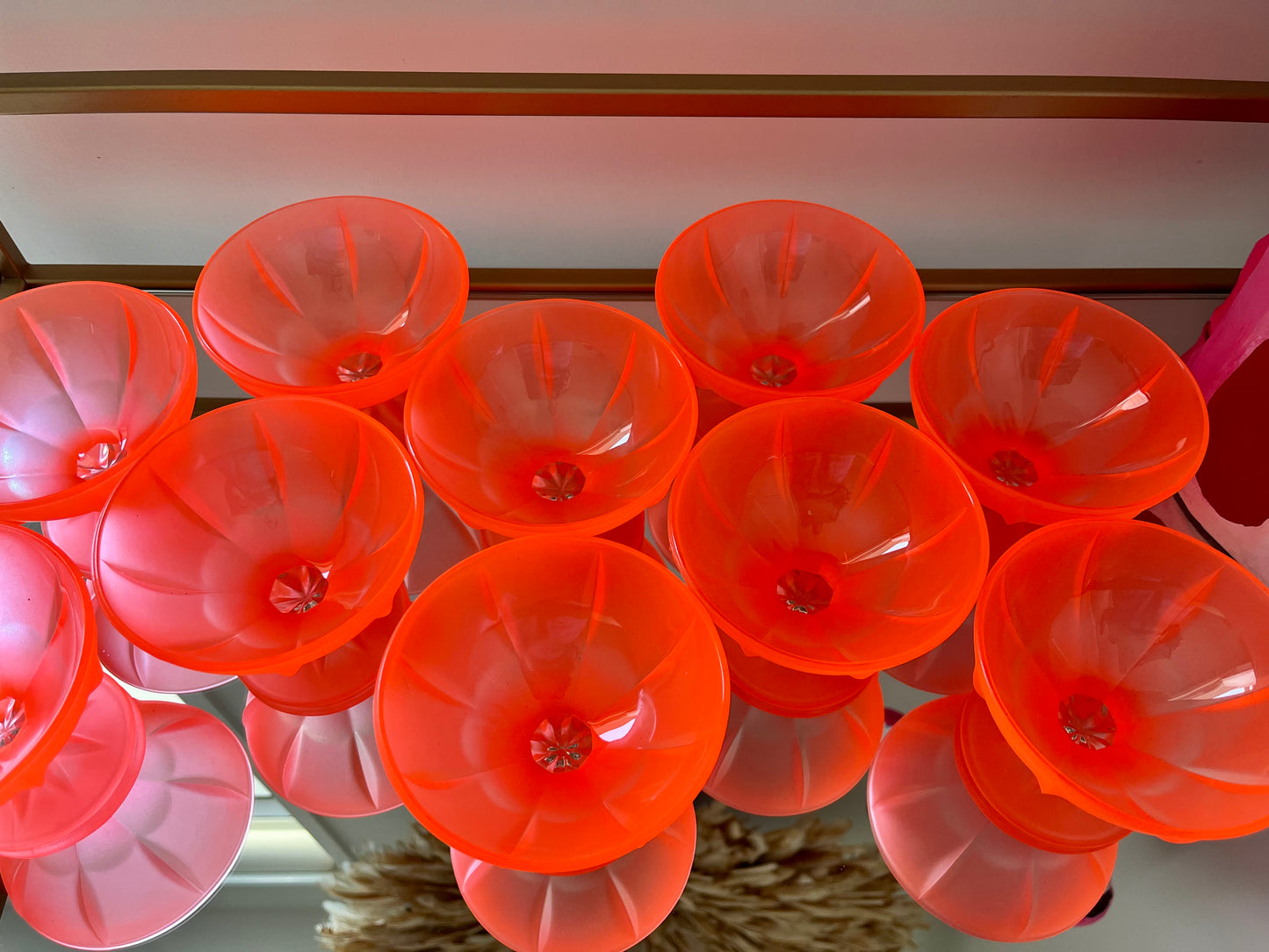 Mid Century Neon Orange Dessert Bowls x 10
