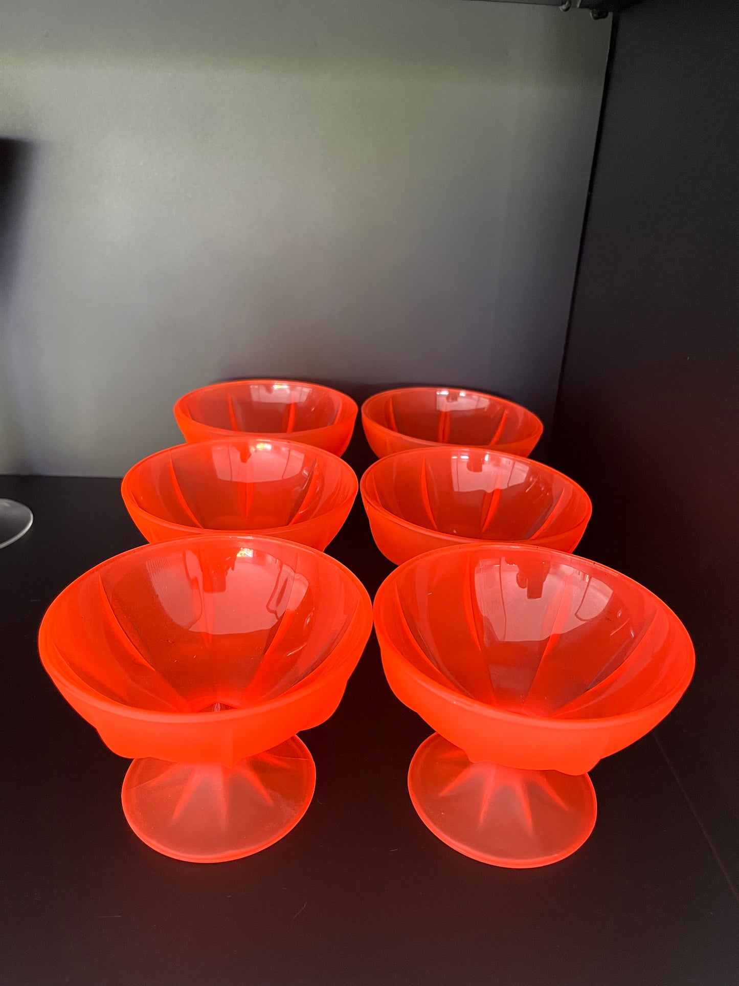 Mid Century Neon Orange Dessert Bowls x 10