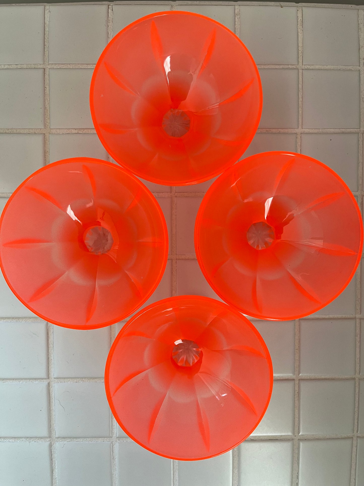 Mid Century Neon Orange Dessert Bowls x 10