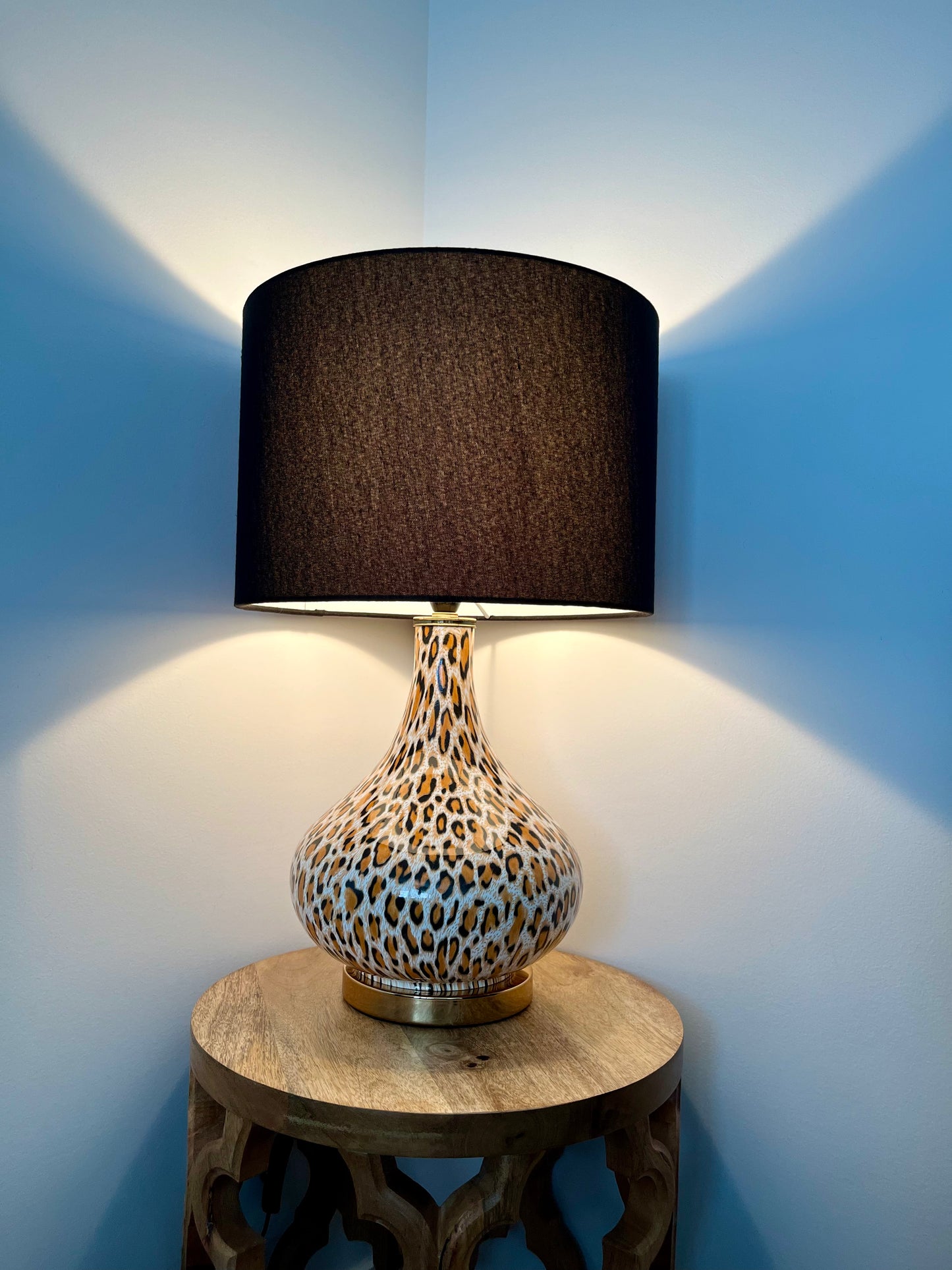 Lovely Le Forge Leopard Print Table Lamp