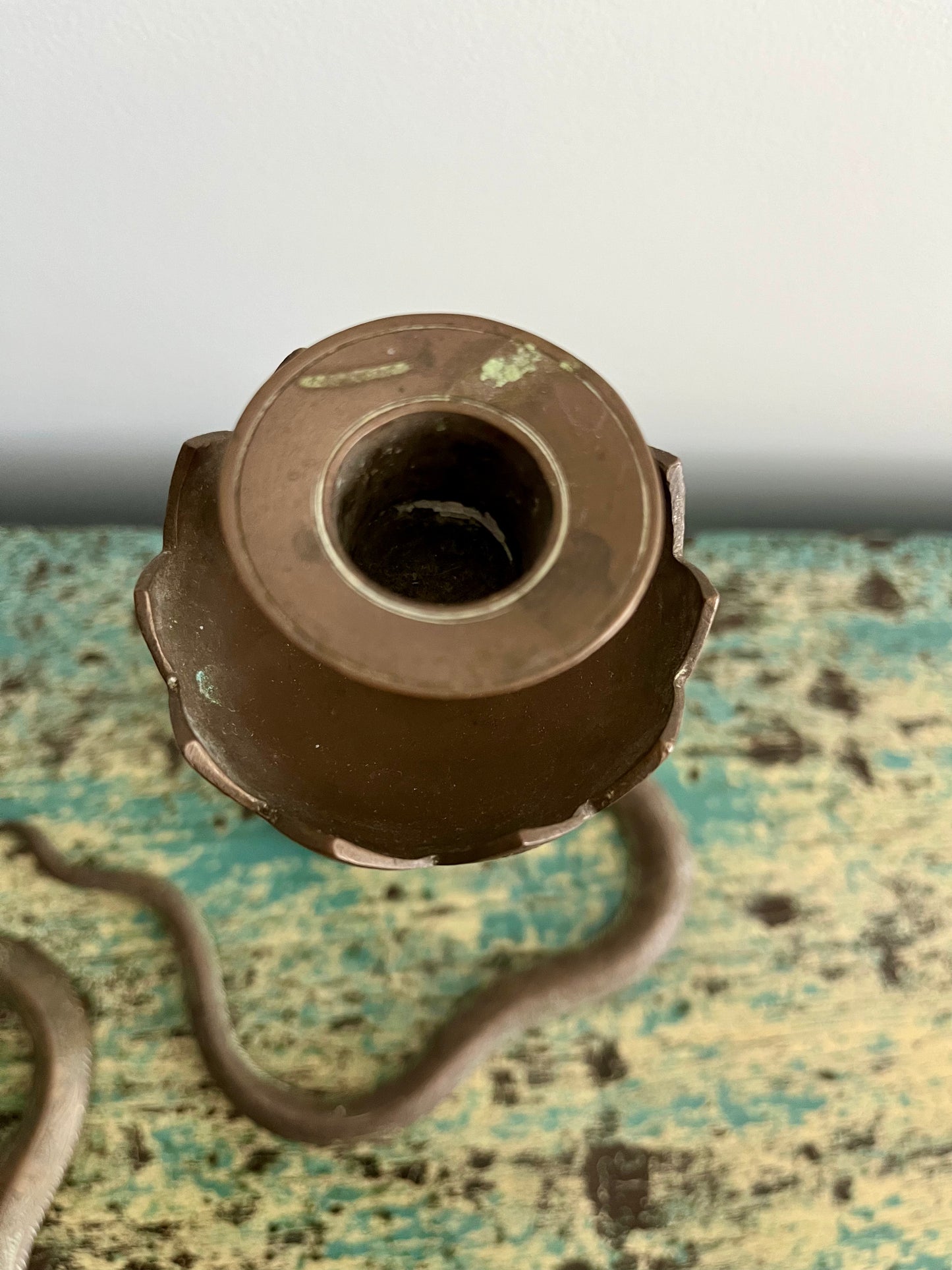 Pair of Vintage Metal Snake Candle Holders