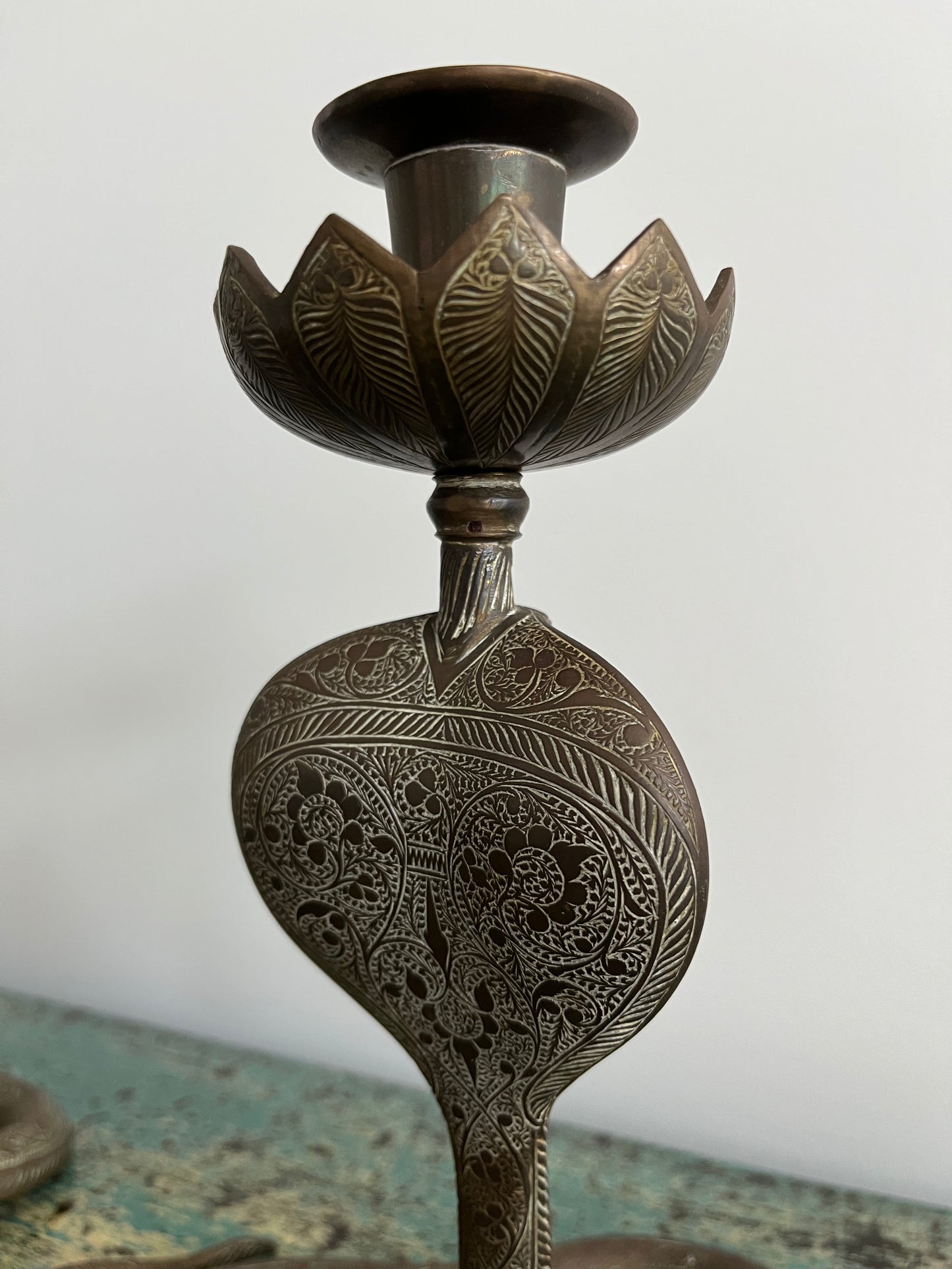 Pair of Vintage Metal Snake Candle Holders