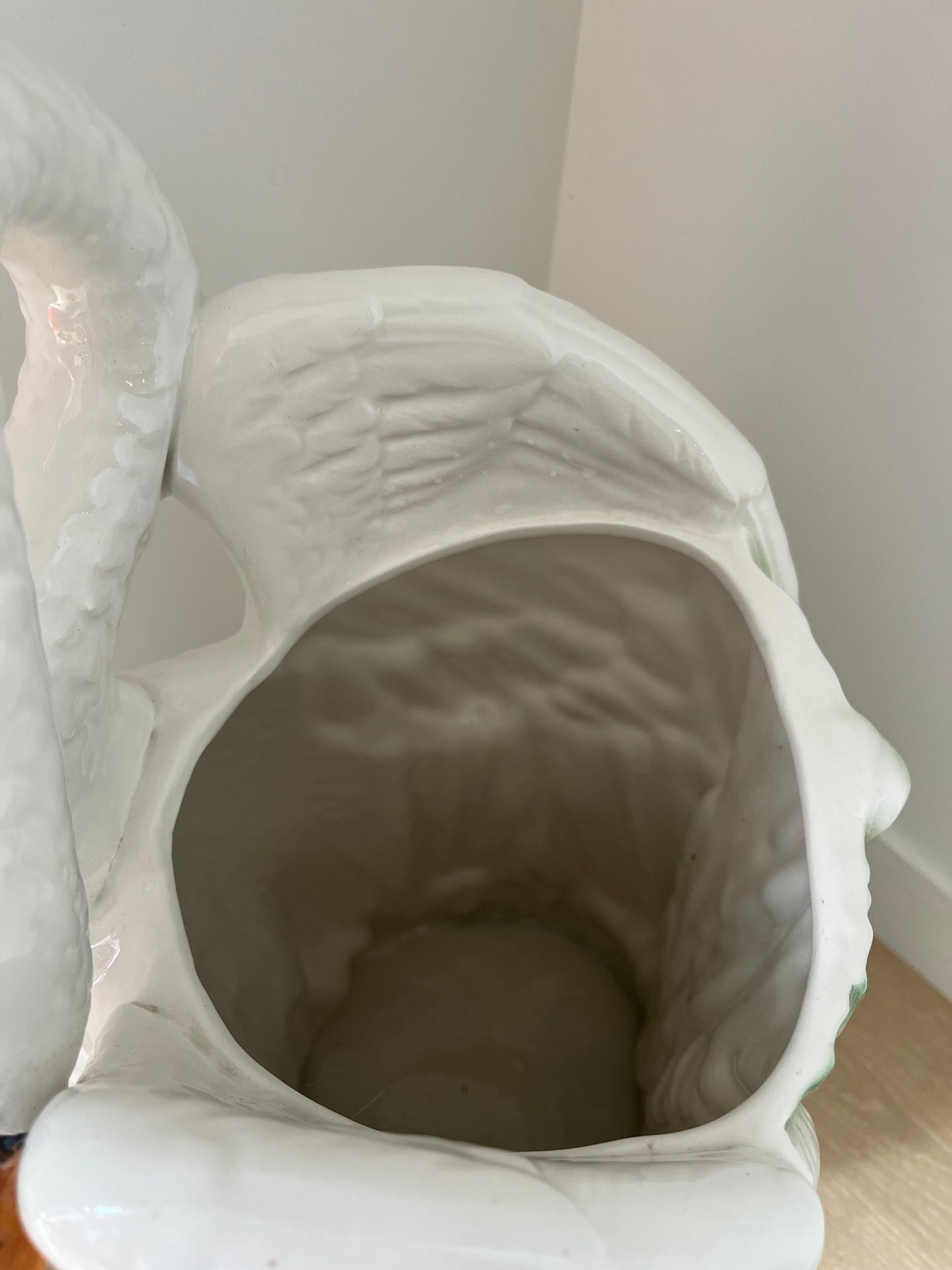 Stunning Italian Vintage Ceramic Swan Umbrella Stand/ Planter