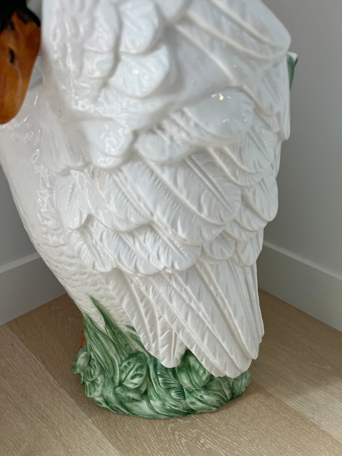 Stunning Italian Vintage Ceramic Swan Umbrella Stand/ Planter