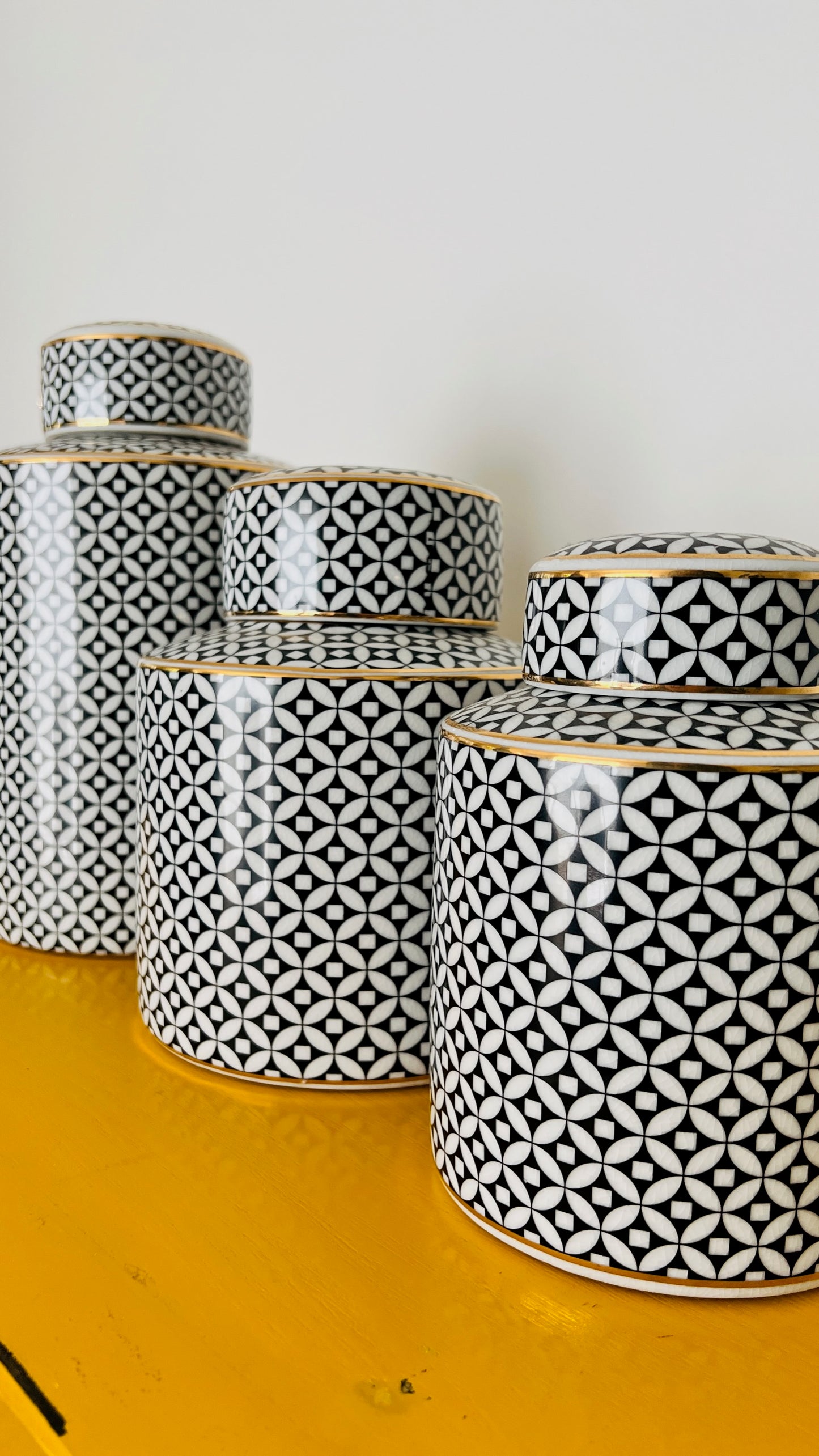 Set of 3 Geometric Design Ginger Jars