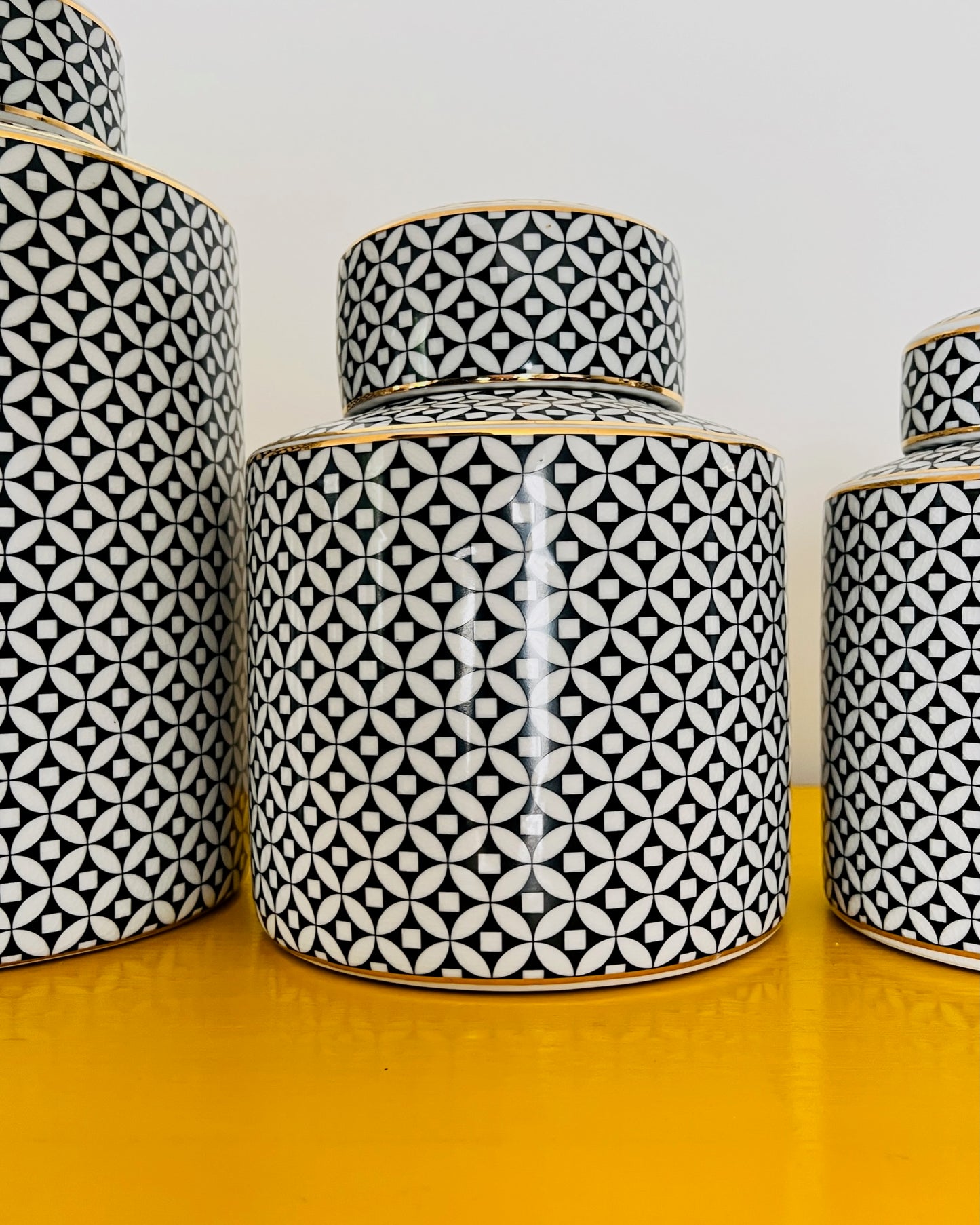 Set of 3 Geometric Design Ginger Jars