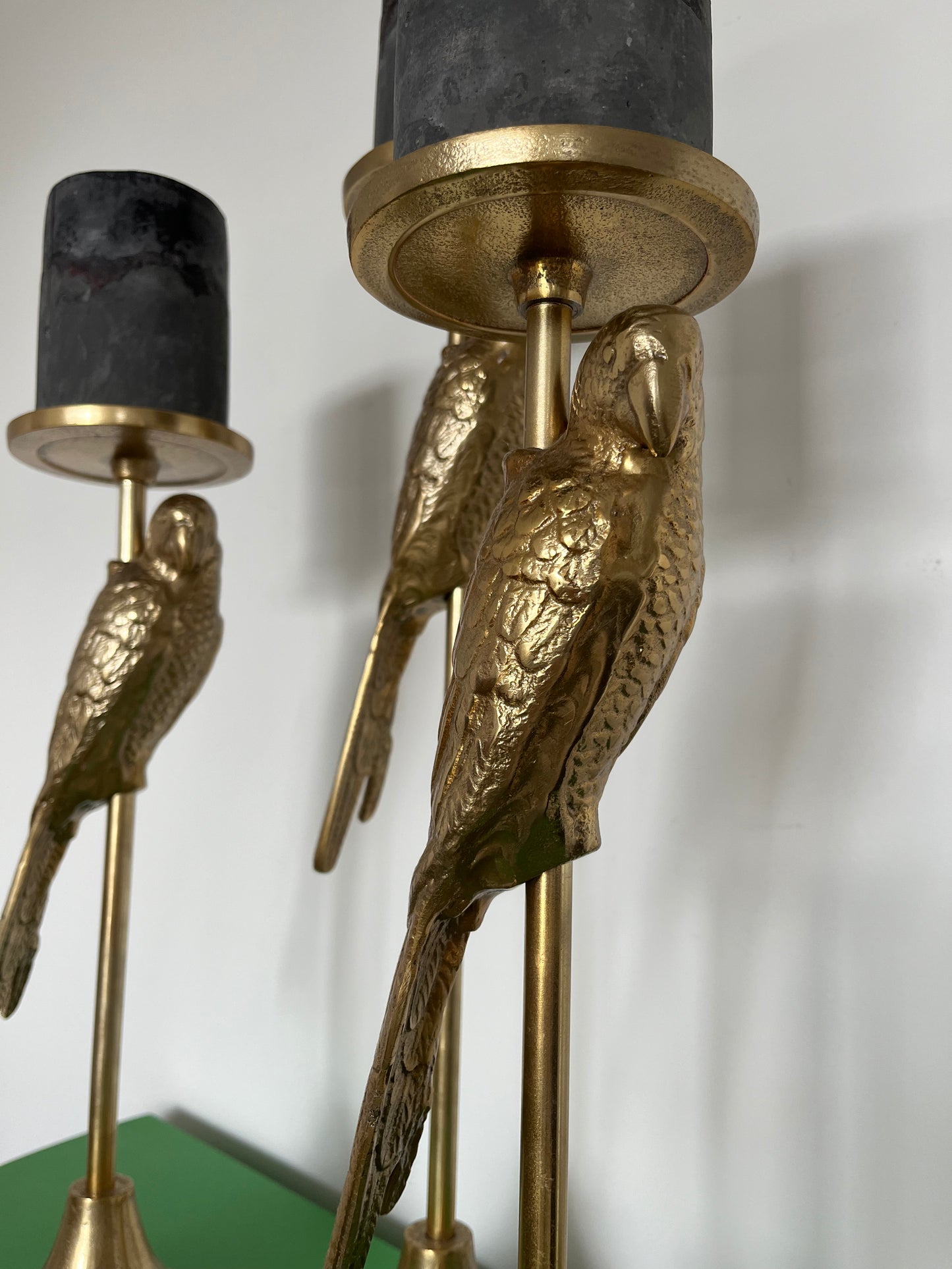 Gorgeous Gold Metal Parrot Candle Holders