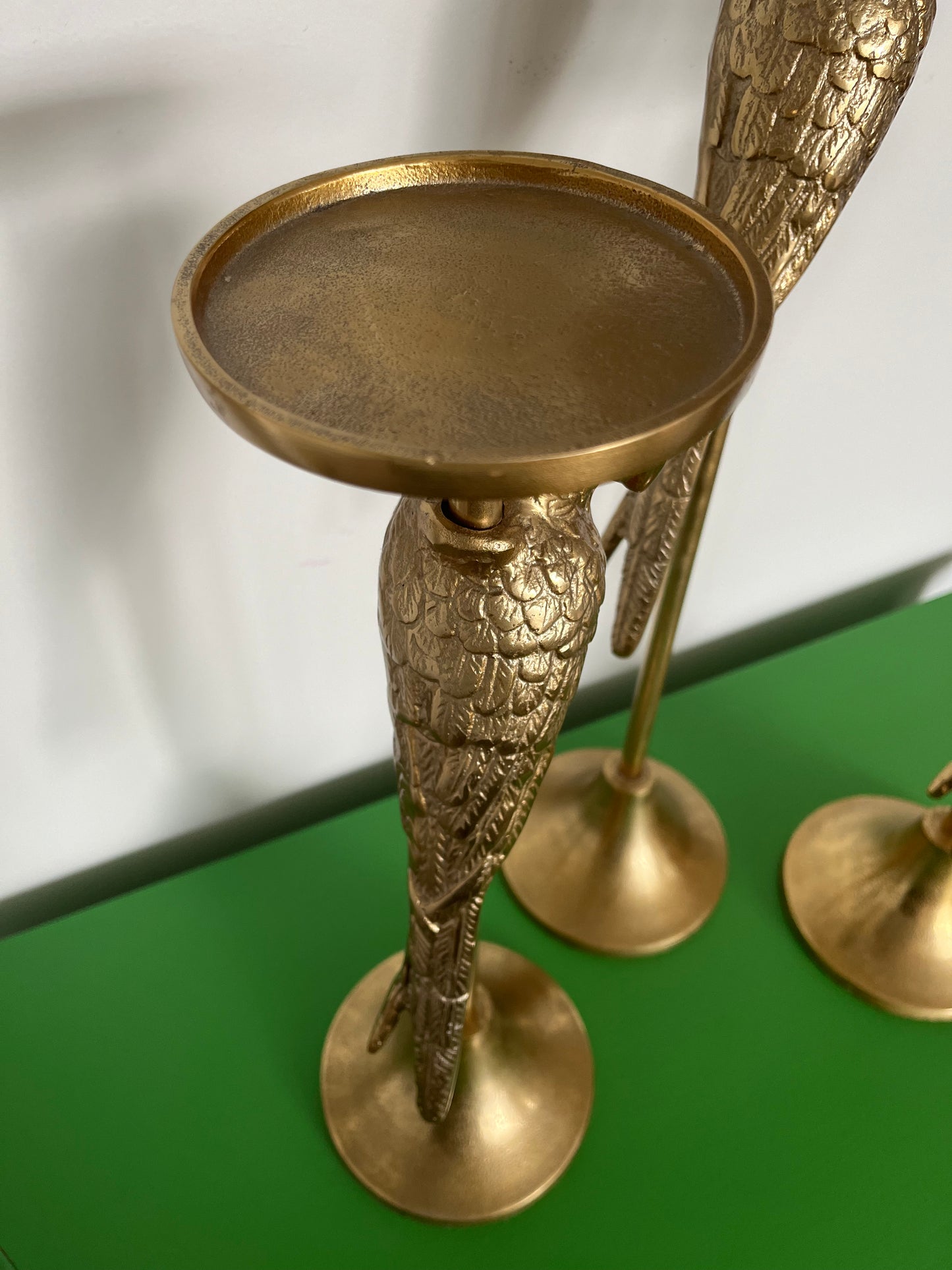 Gorgeous Gold Metal Parrot Candle Holders