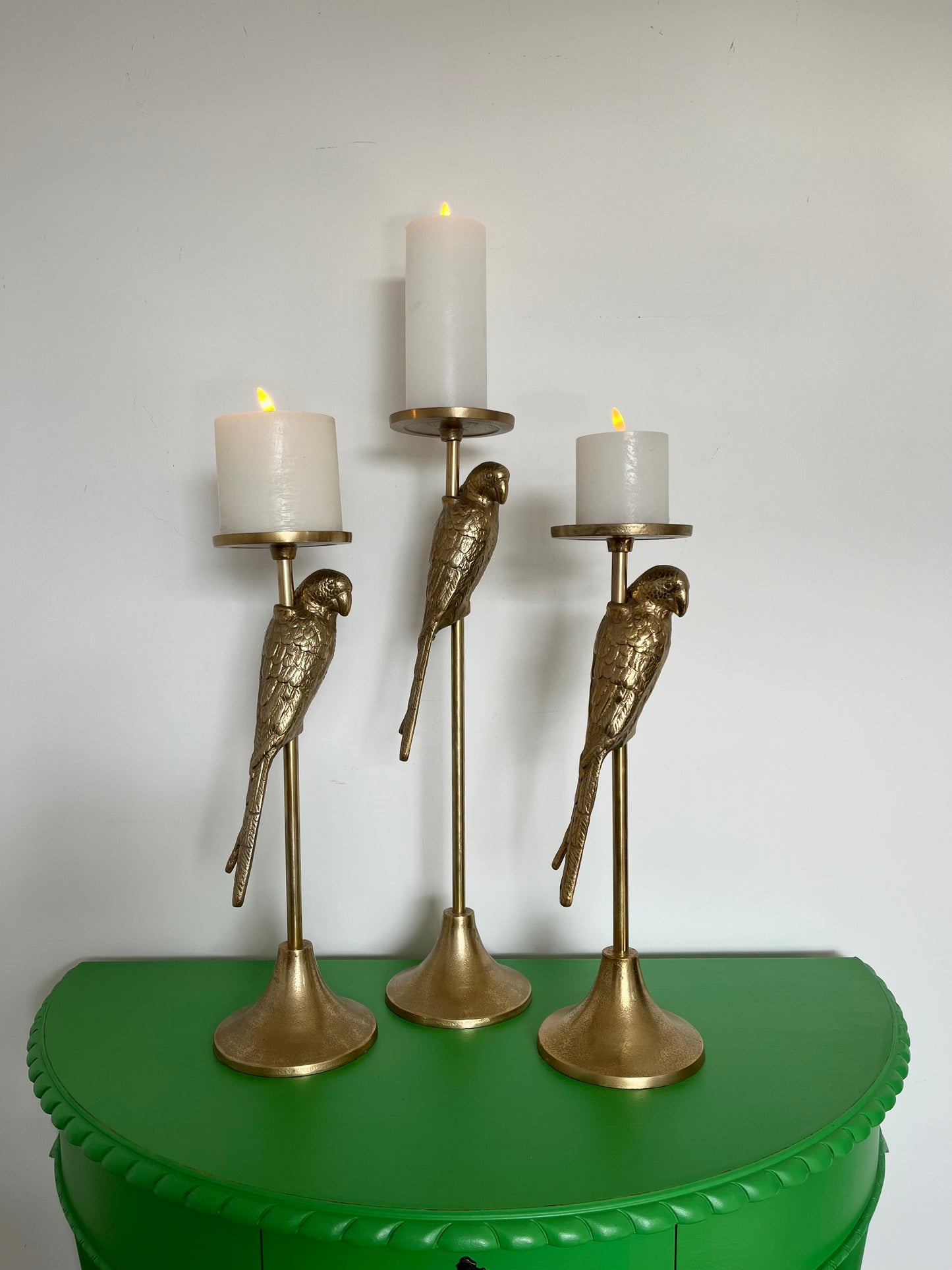 Gorgeous Gold Metal Parrot Candle Holders