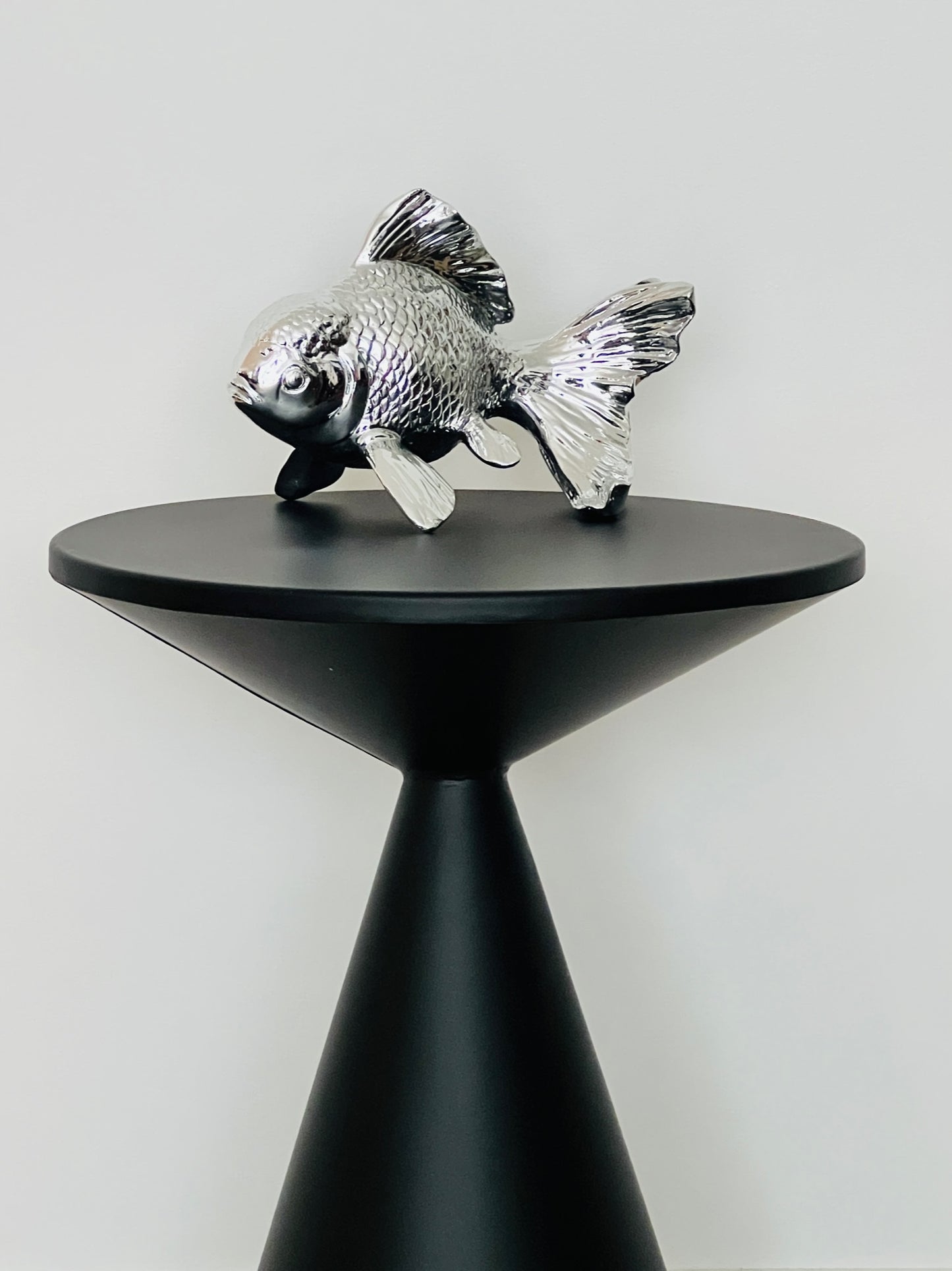 Elegant Silver Resin Fish Figurine