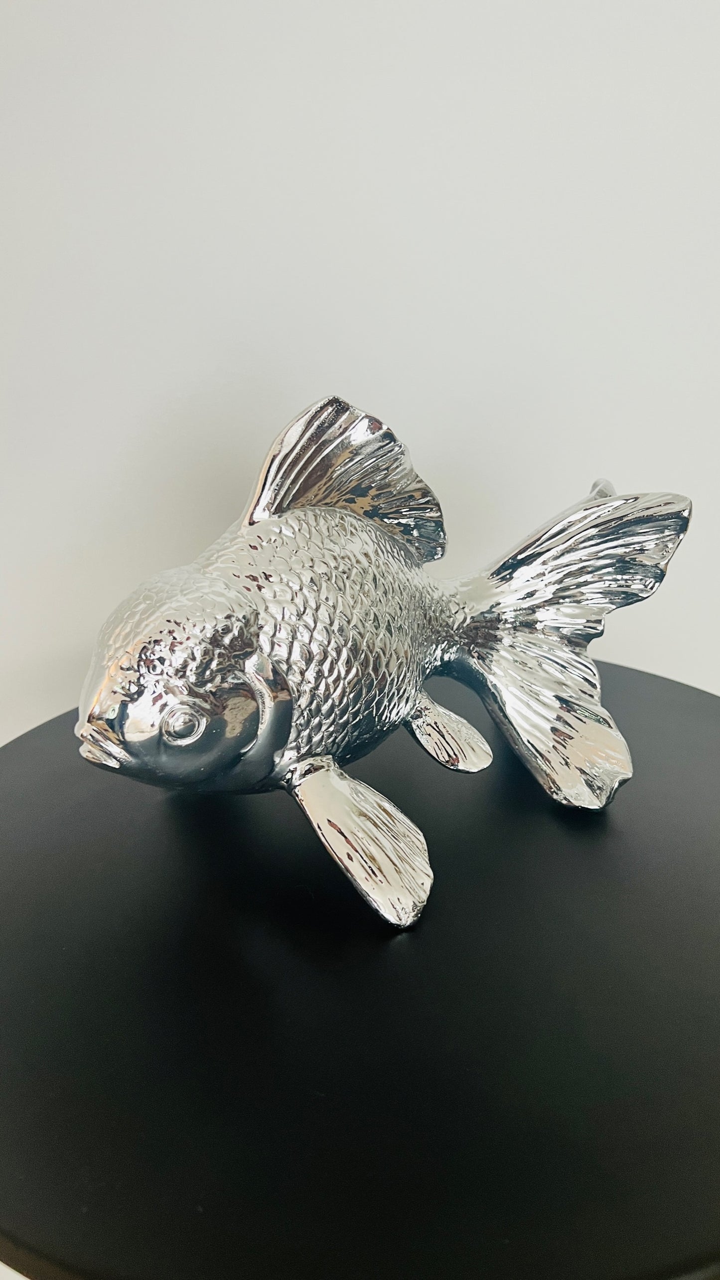Elegant Silver Resin Fish Figurine