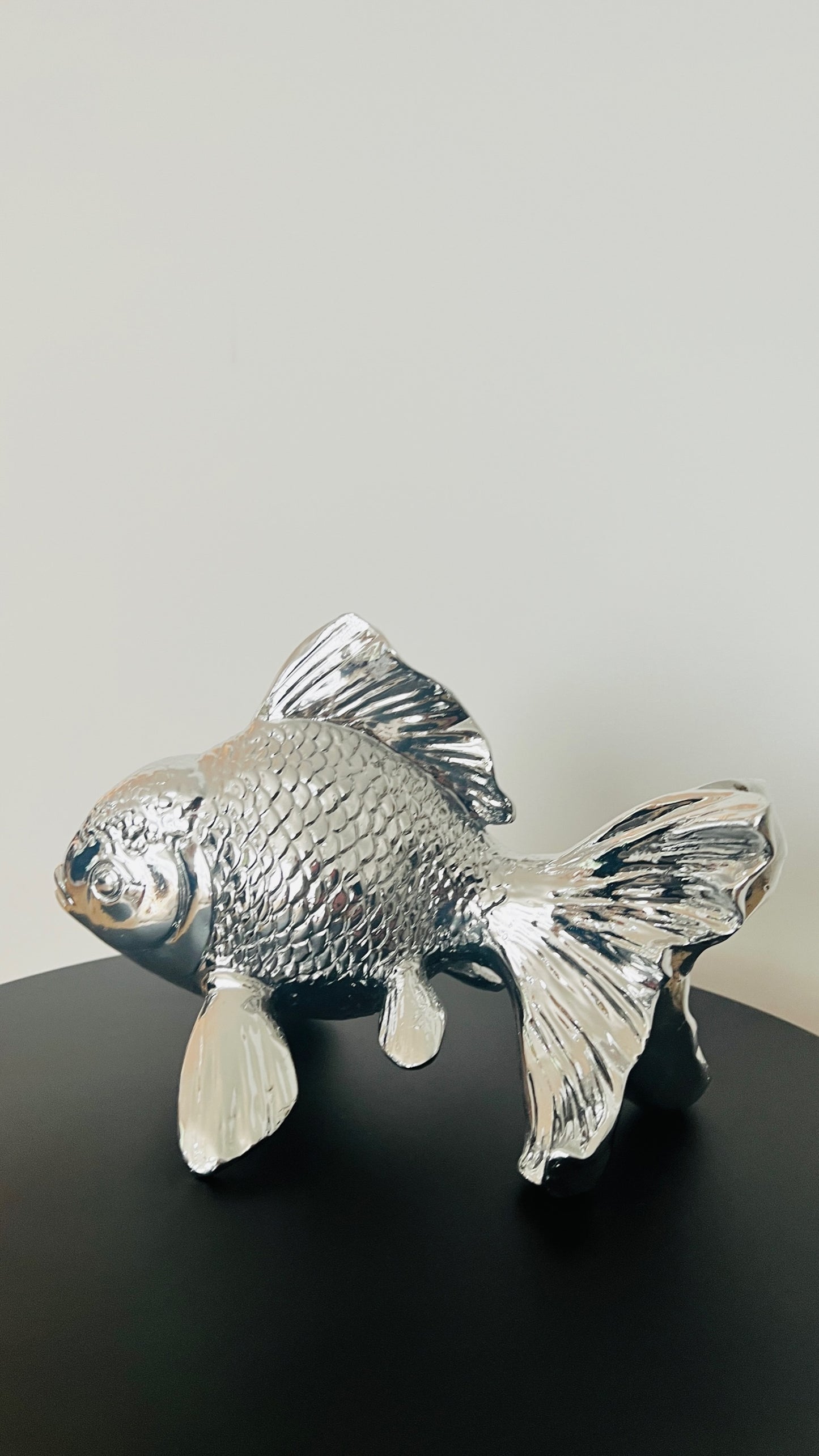 Elegant Silver Resin Fish Figurine