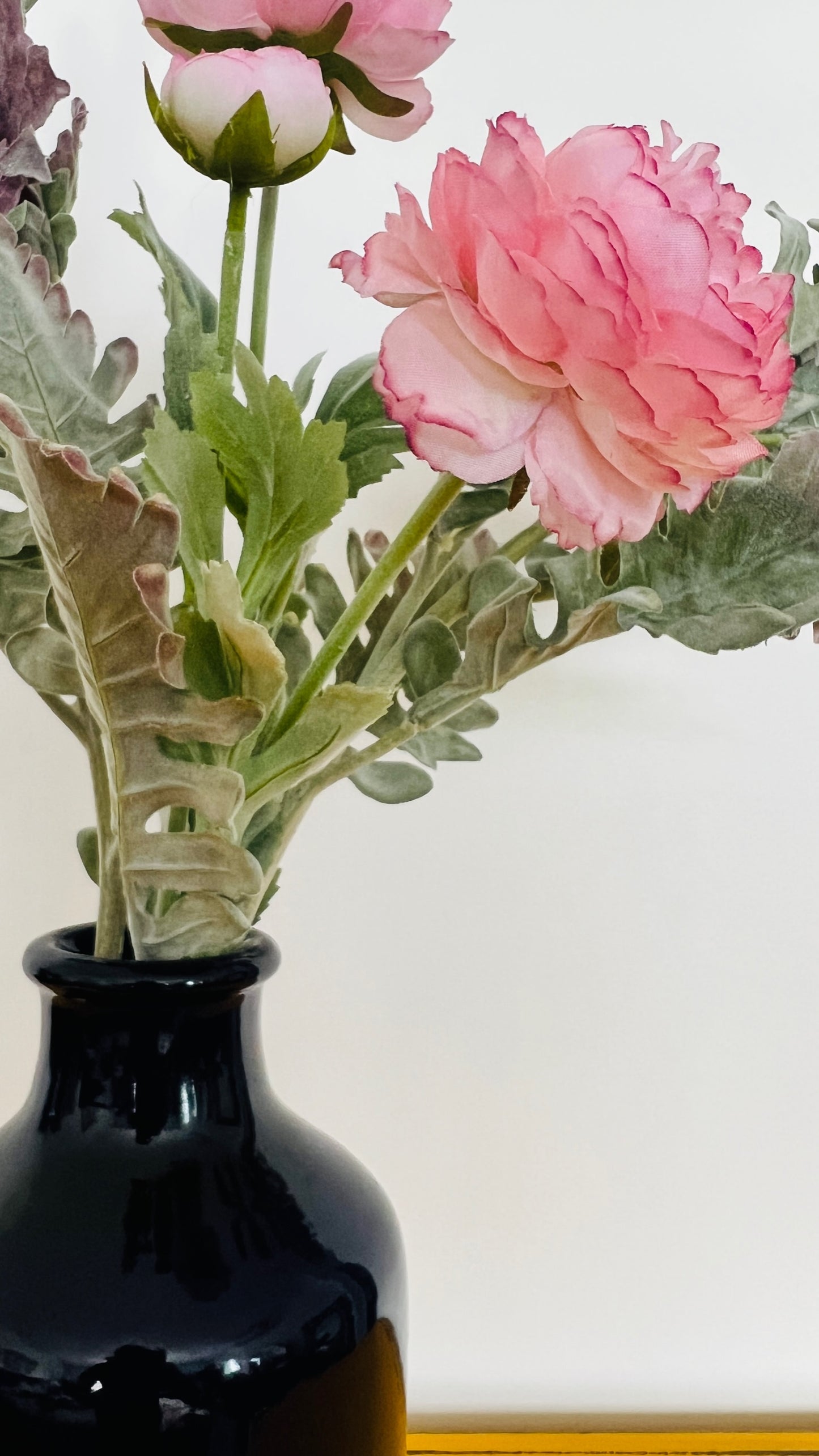 Funky Blue Vintage Vase with Faux Flowers