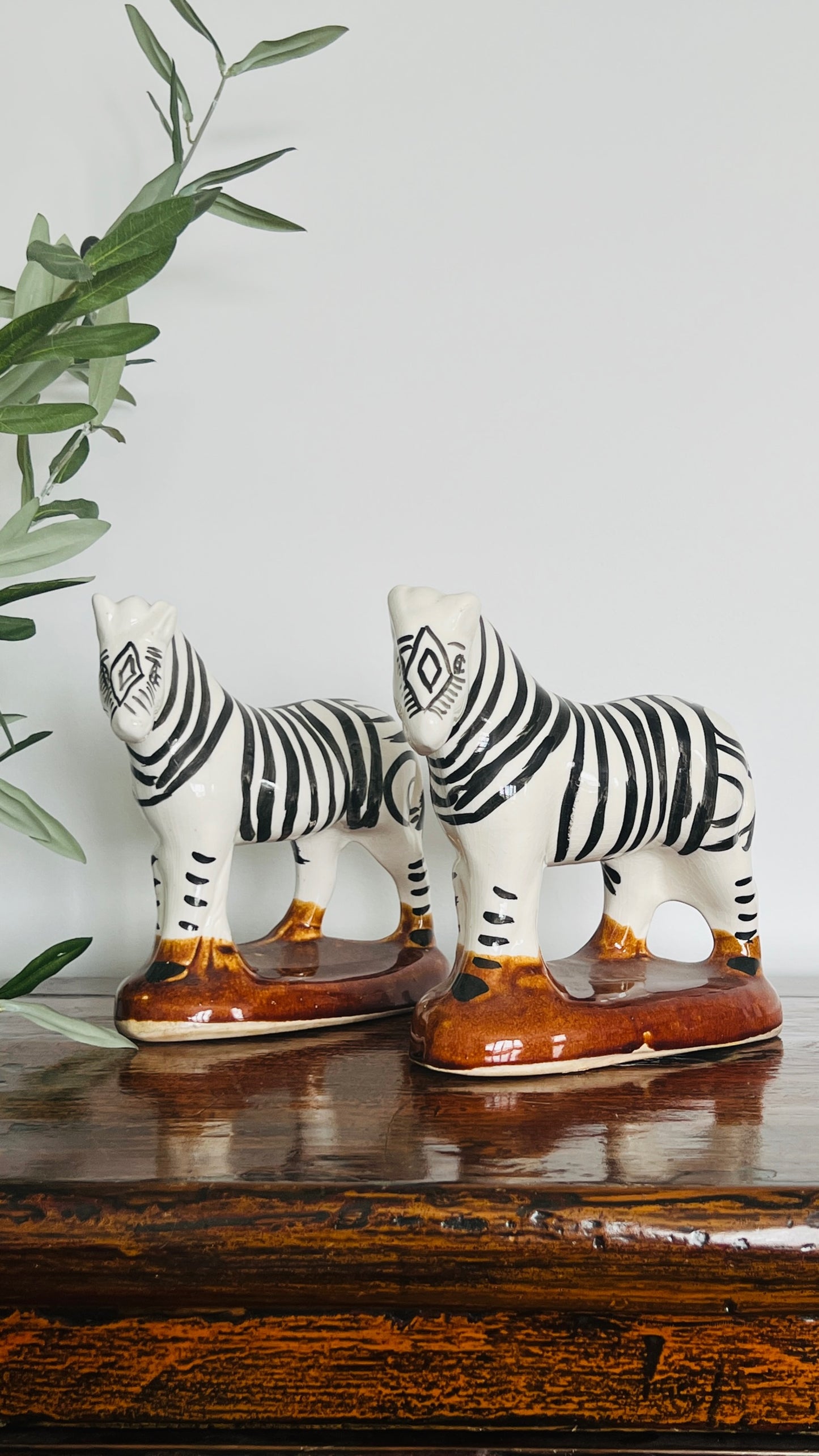 Pair of Funky Ceramic Zebras