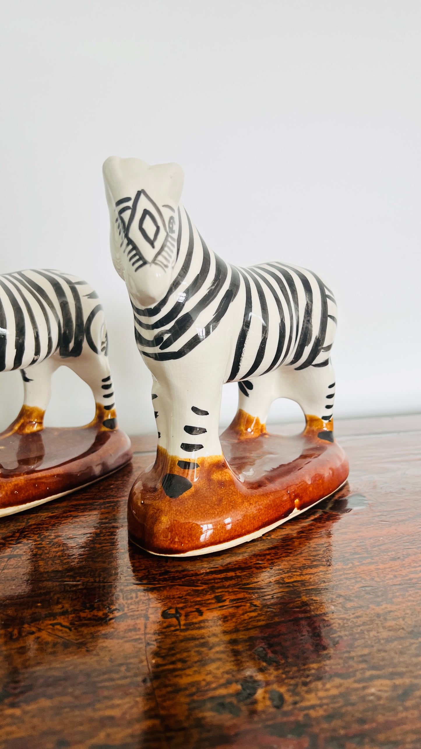 Pair of Funky Ceramic Zebras