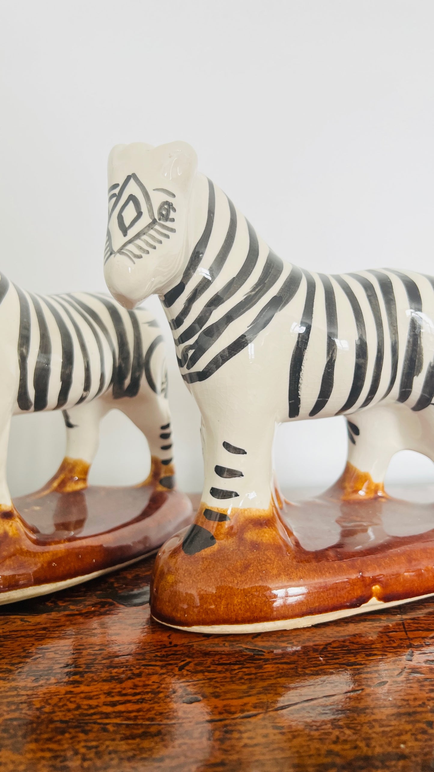 Pair of Funky Ceramic Zebras