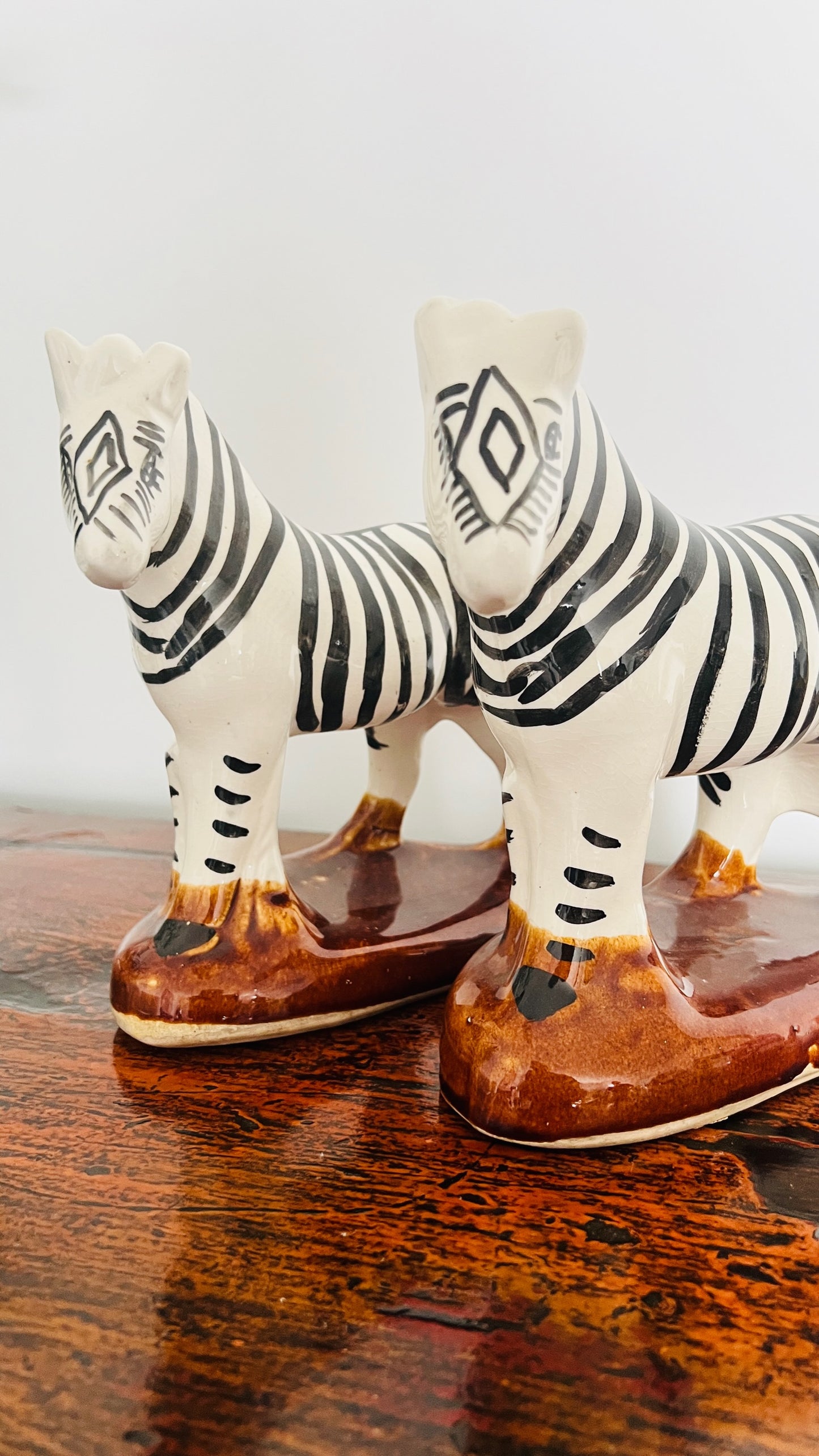 Pair of Funky Ceramic Zebras