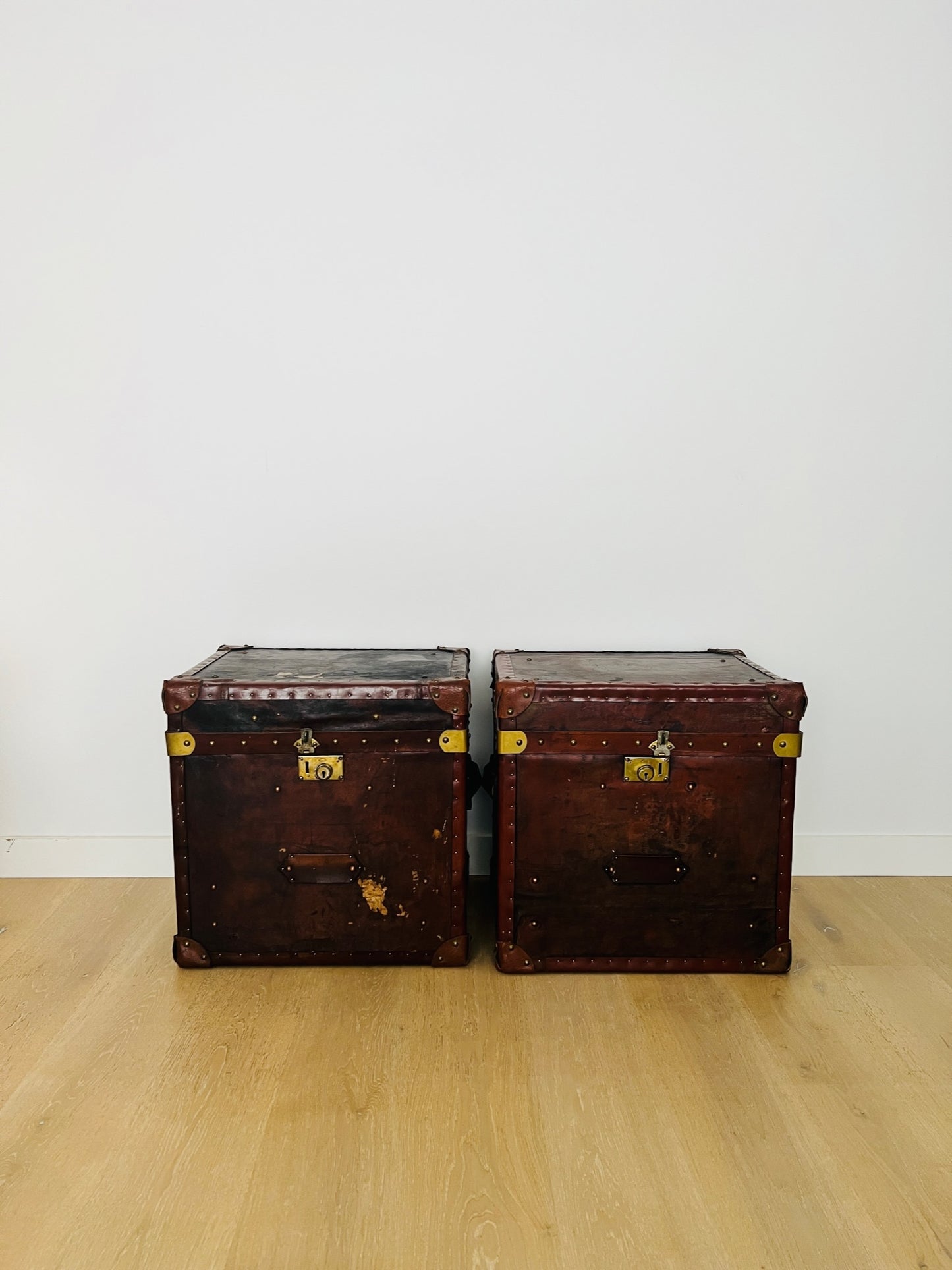 Pair of Vintage Leather Boxes from Portobello Road in London