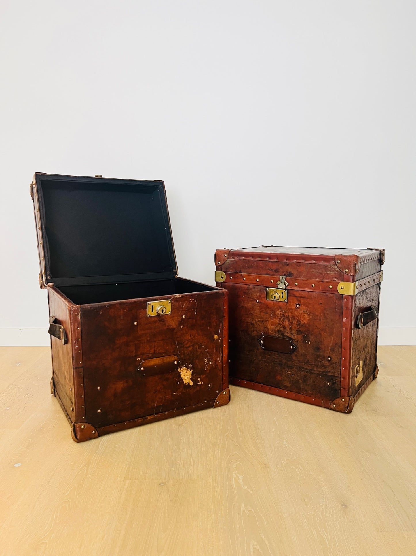 Pair of Vintage Leather Boxes from Portobello Road in London