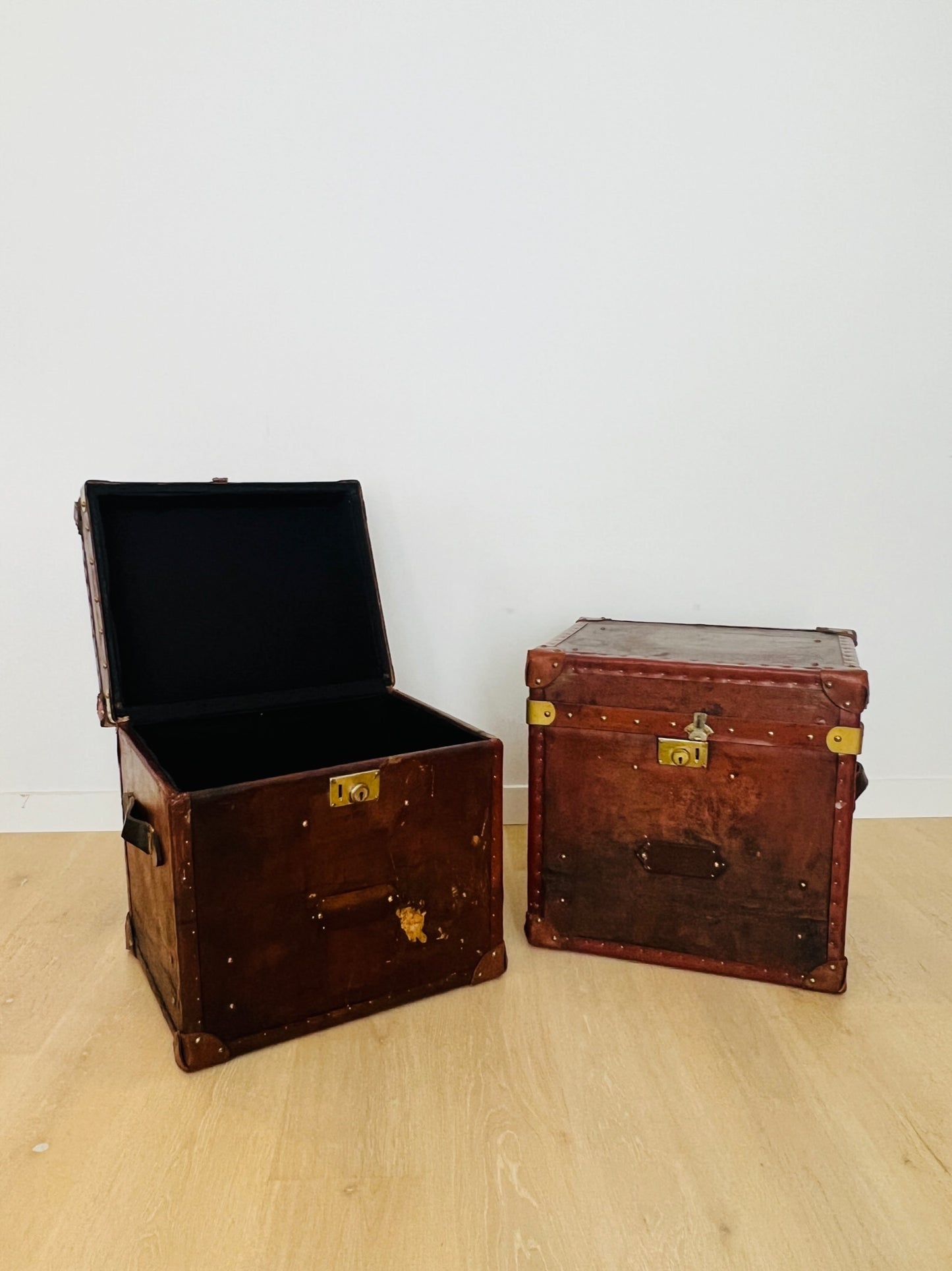 Pair of Vintage Leather Boxes from Portobello Road in London