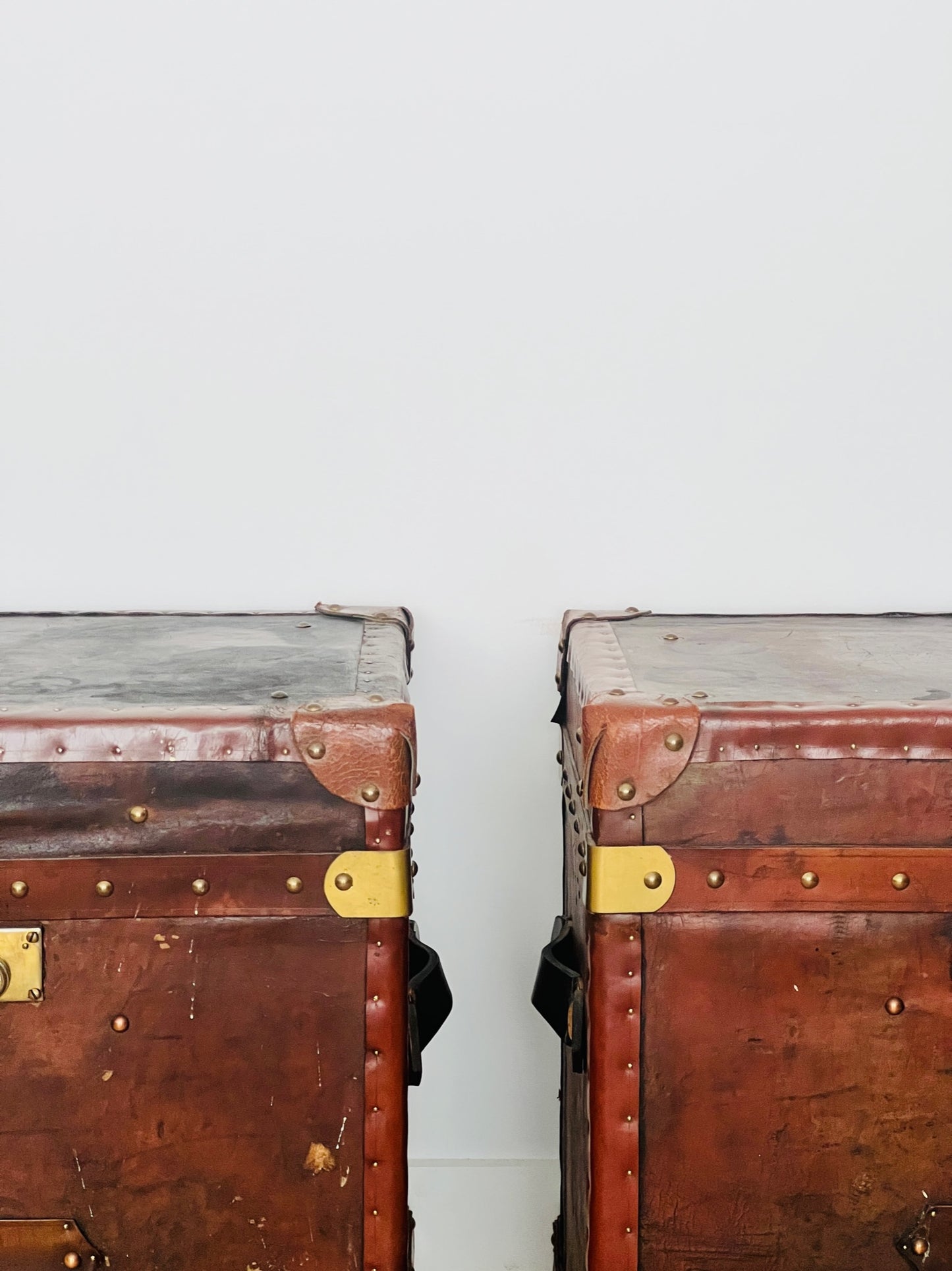 Pair of Vintage Leather Boxes from Portobello Road in London