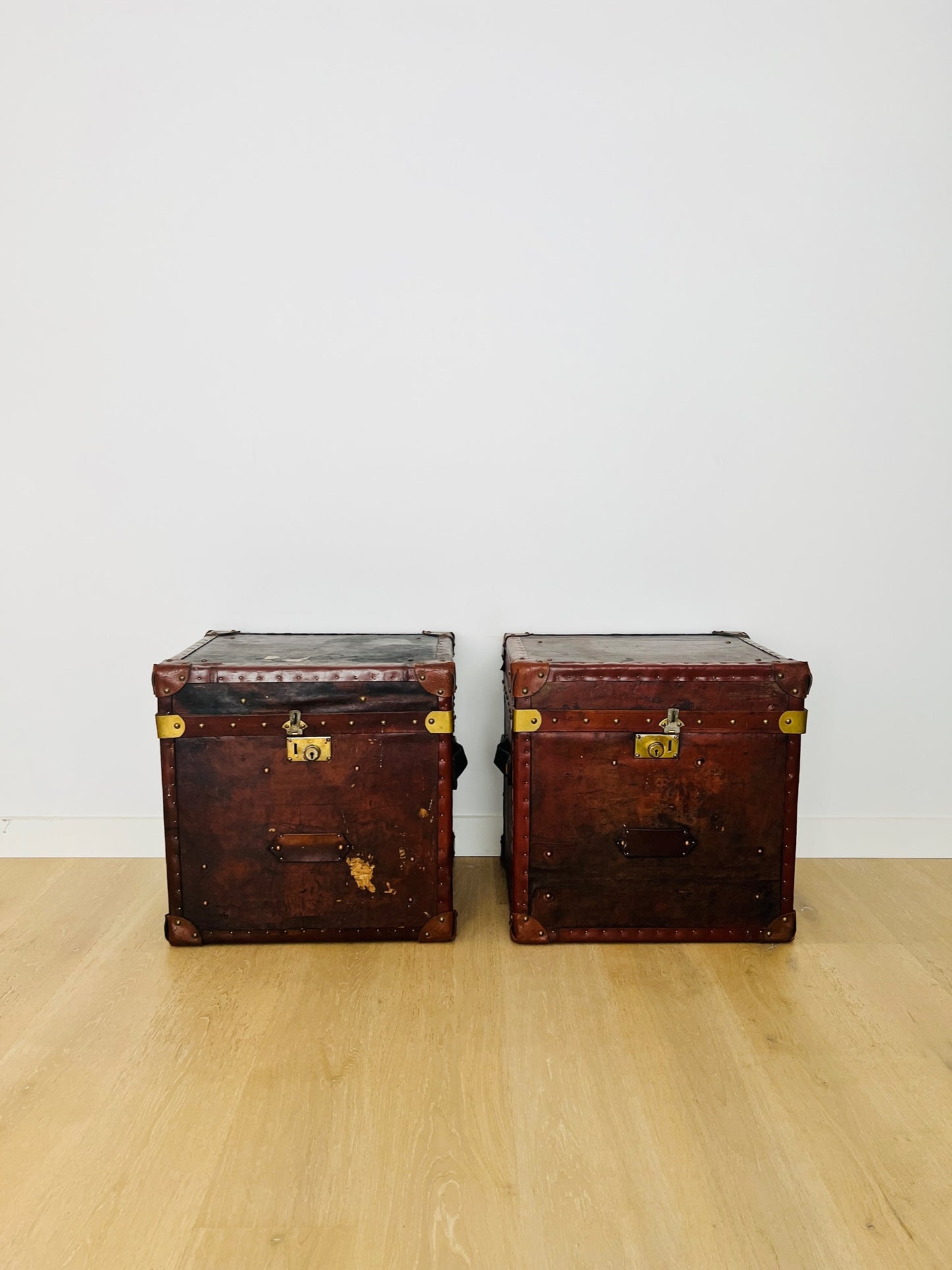 Pair of Vintage Leather Boxes from Portobello Road in London