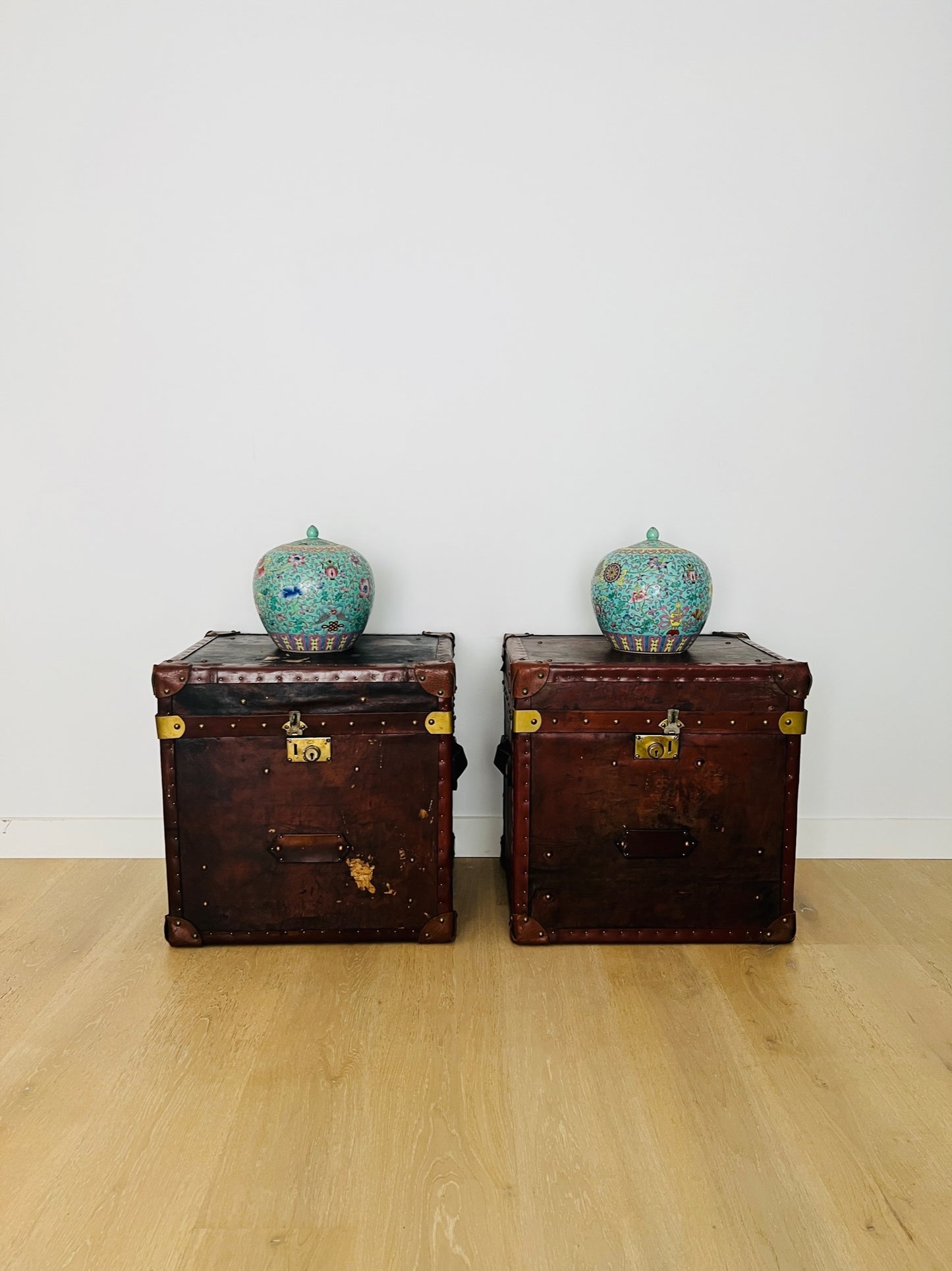 Pair of Vintage Leather Boxes from Portobello Road in London